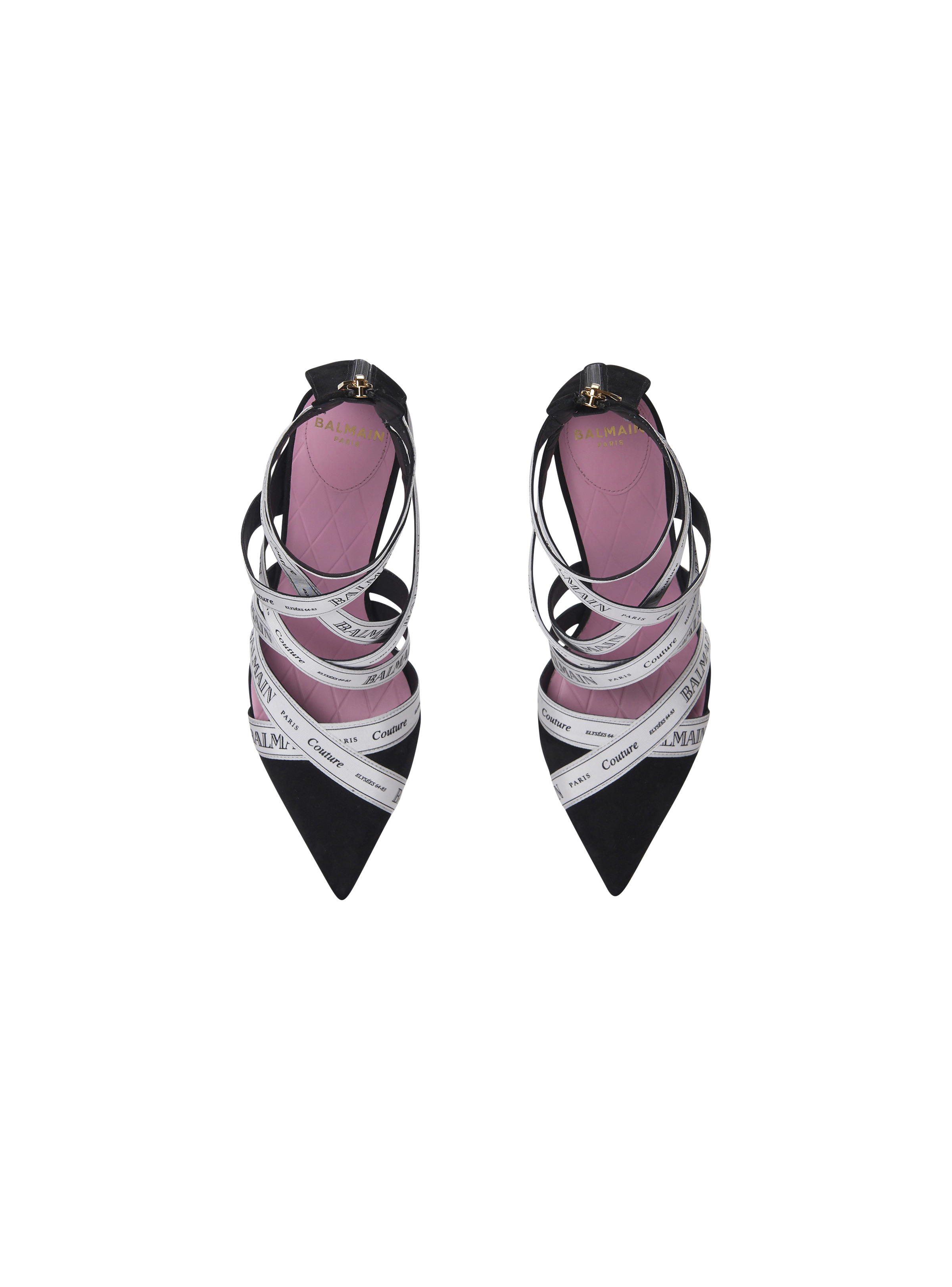 Couture suede heels with Balmain ribbon motif - 3