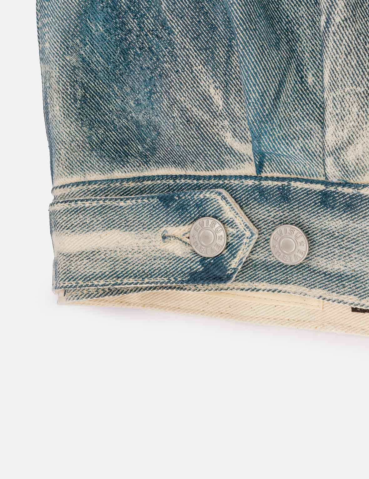 KAMON AND SEAGULL APPLIQUÉ WITH RUBBING PRINT FASHION FIT DENIM JACKET - 17