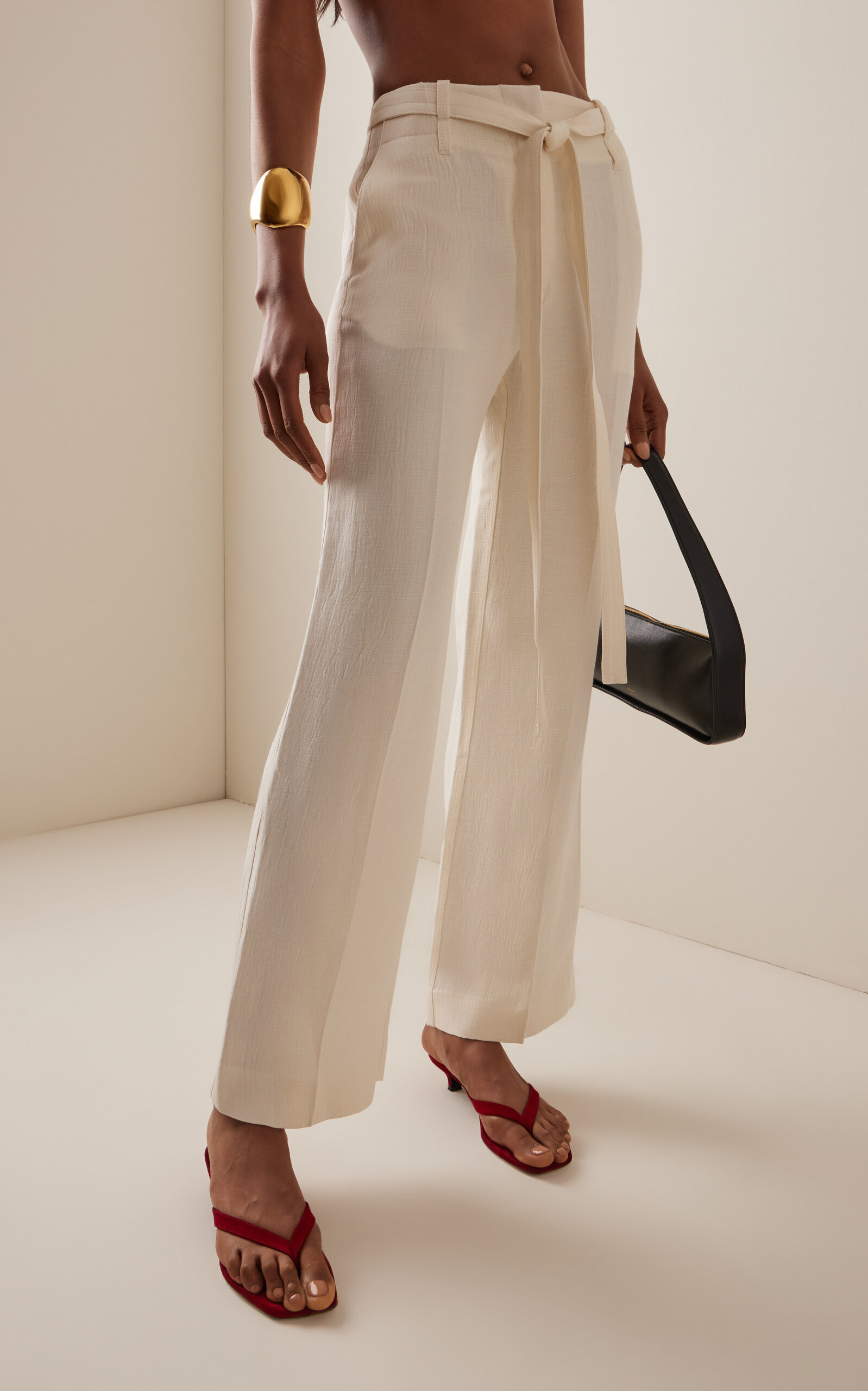 Maggi Cotton-Linen Wide-Leg Pants ivory - 3