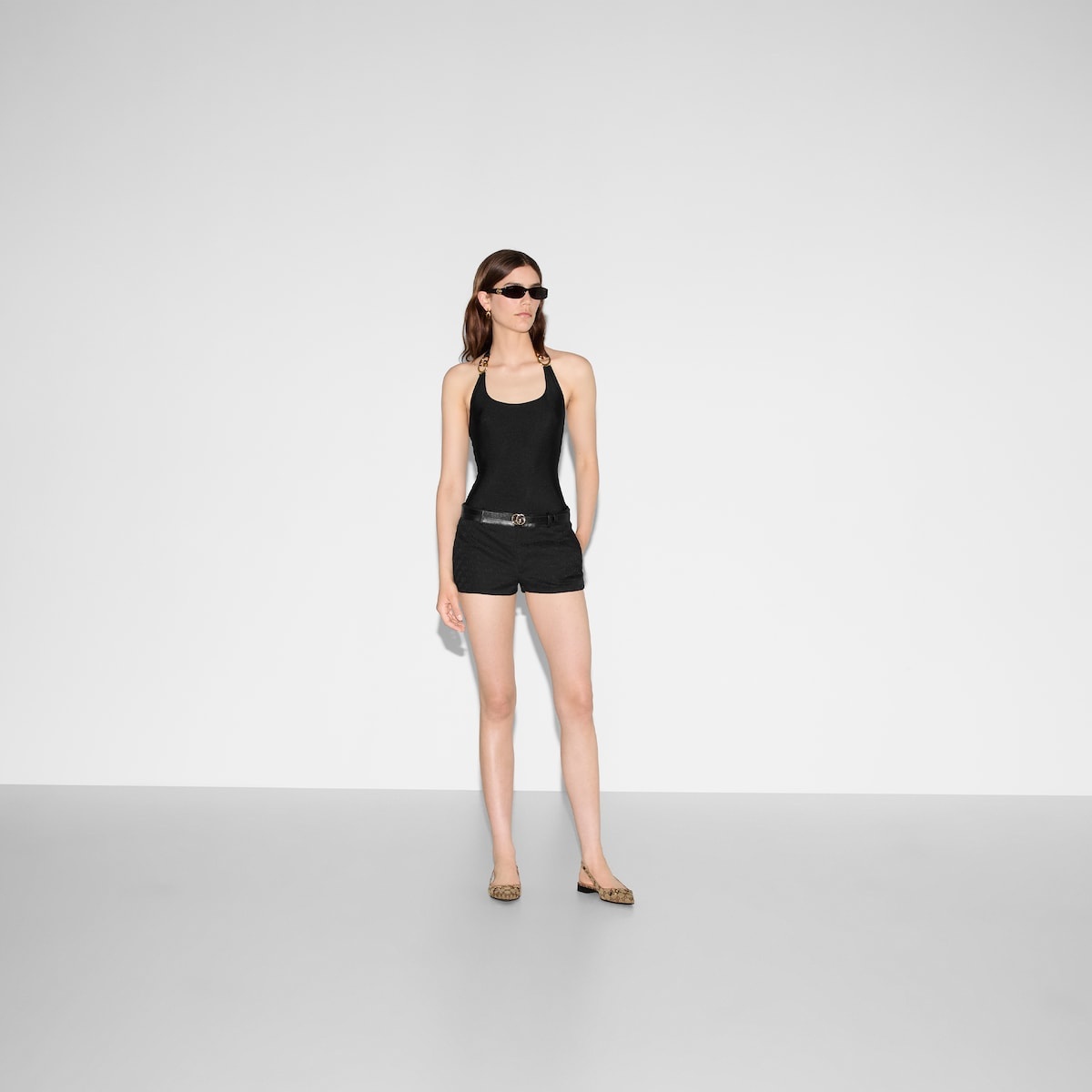 Sparkling jersey swimsuit with Interlocking G - 2
