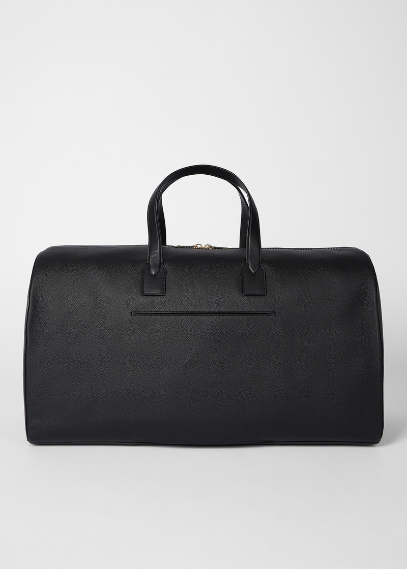 Black Leather 'Signature Stripe' Trim Holdall 4
