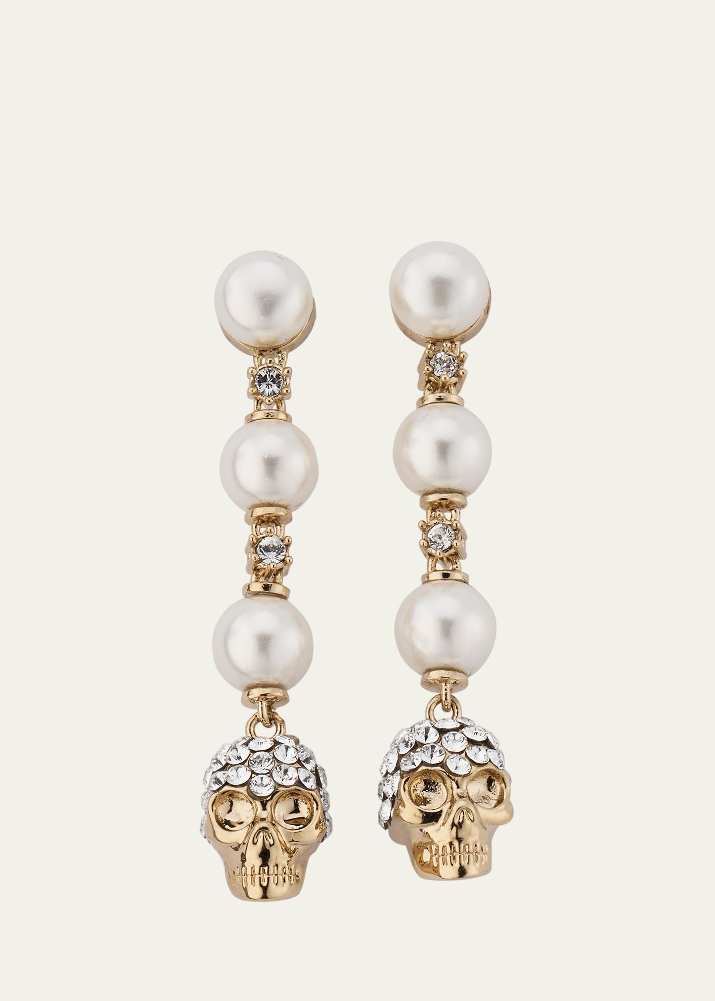 Pearly Skull Drop Earrings - 1