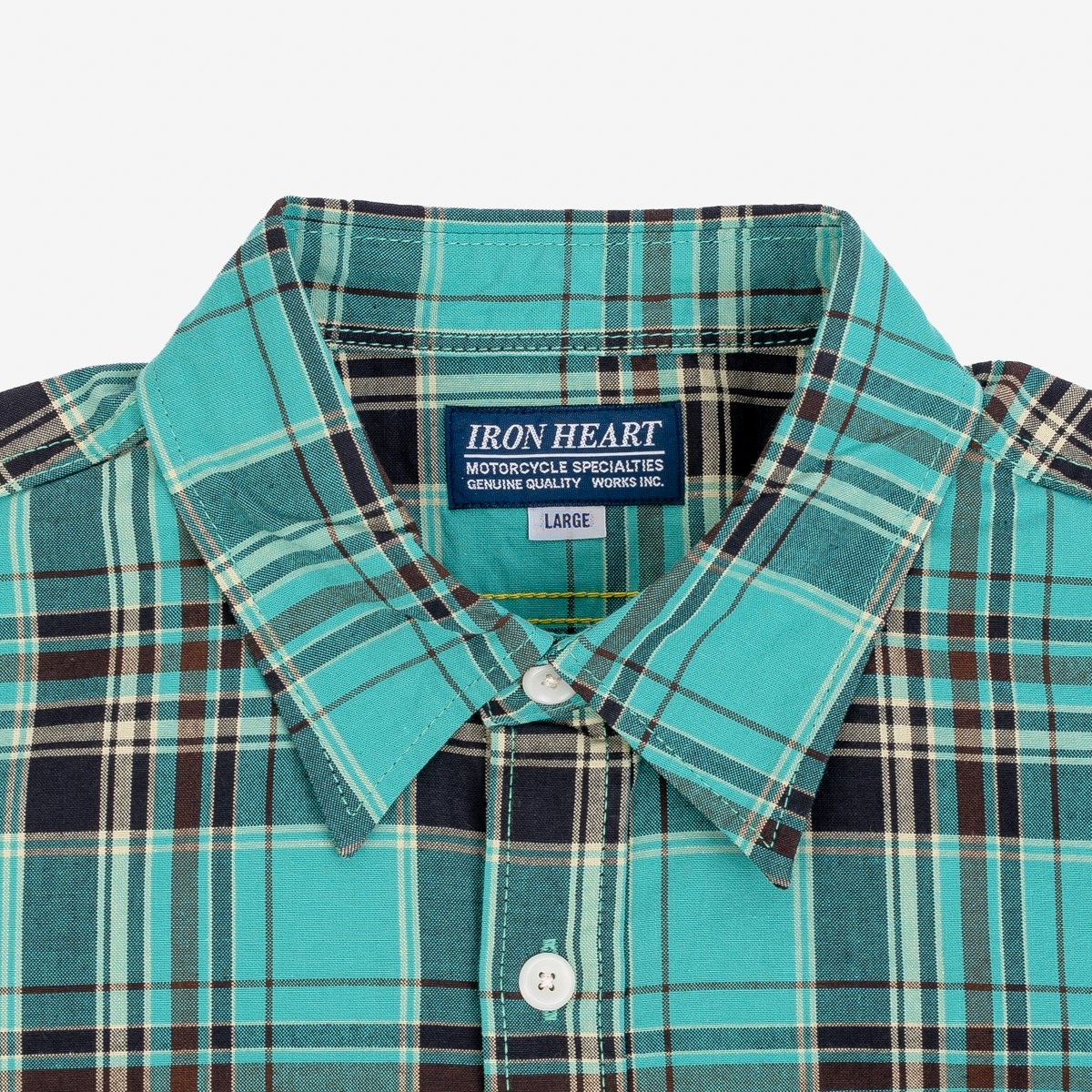 IHSH-356-GRN 5oz Selvedge Madras Check Work Shirt - Green - 7