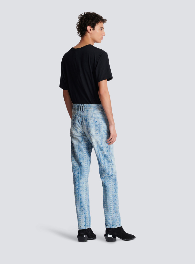 Monogrammed jacquard denim jeans 4