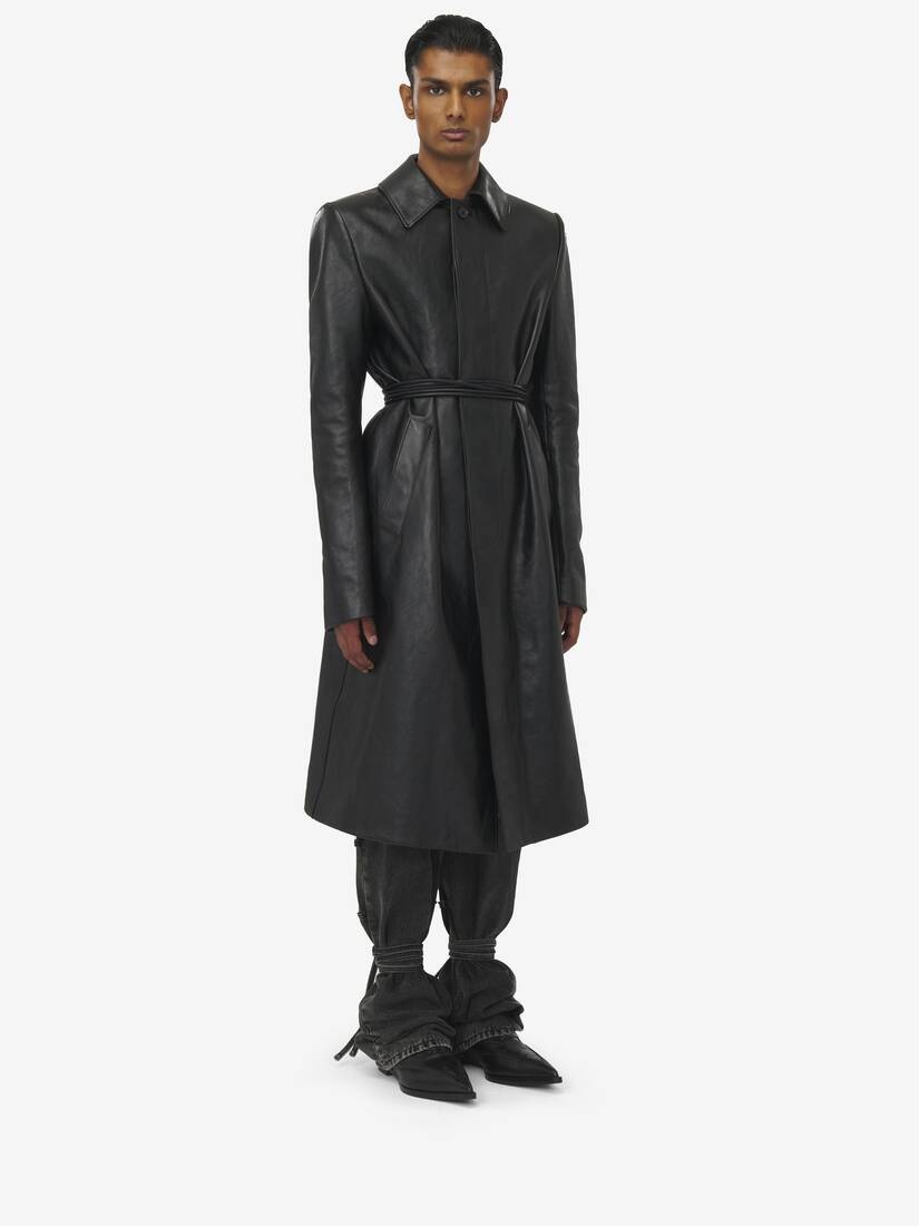 Stacked Shoulder Leather Raincoat​ - 3