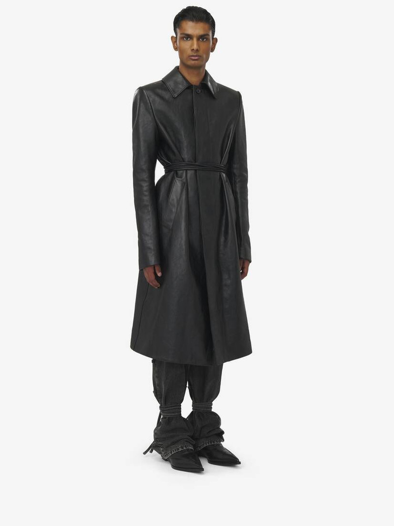 Stacked Shoulder Leather Raincoat​ 3