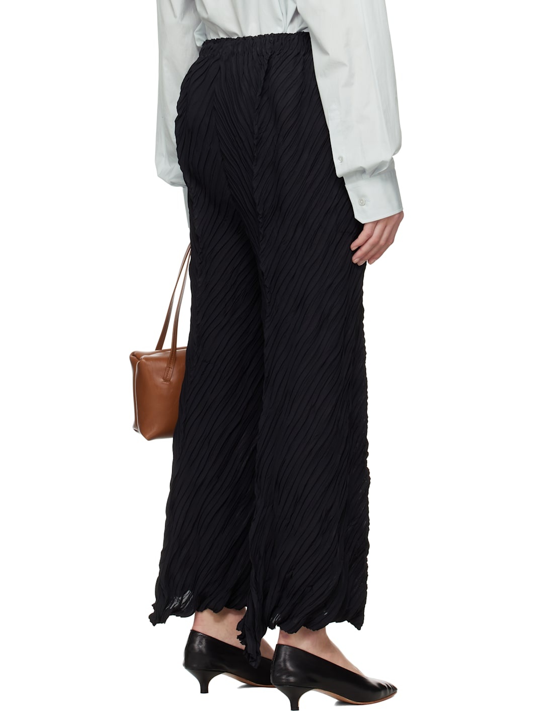 Black Wrinkled & Twisted Trousers - 3
