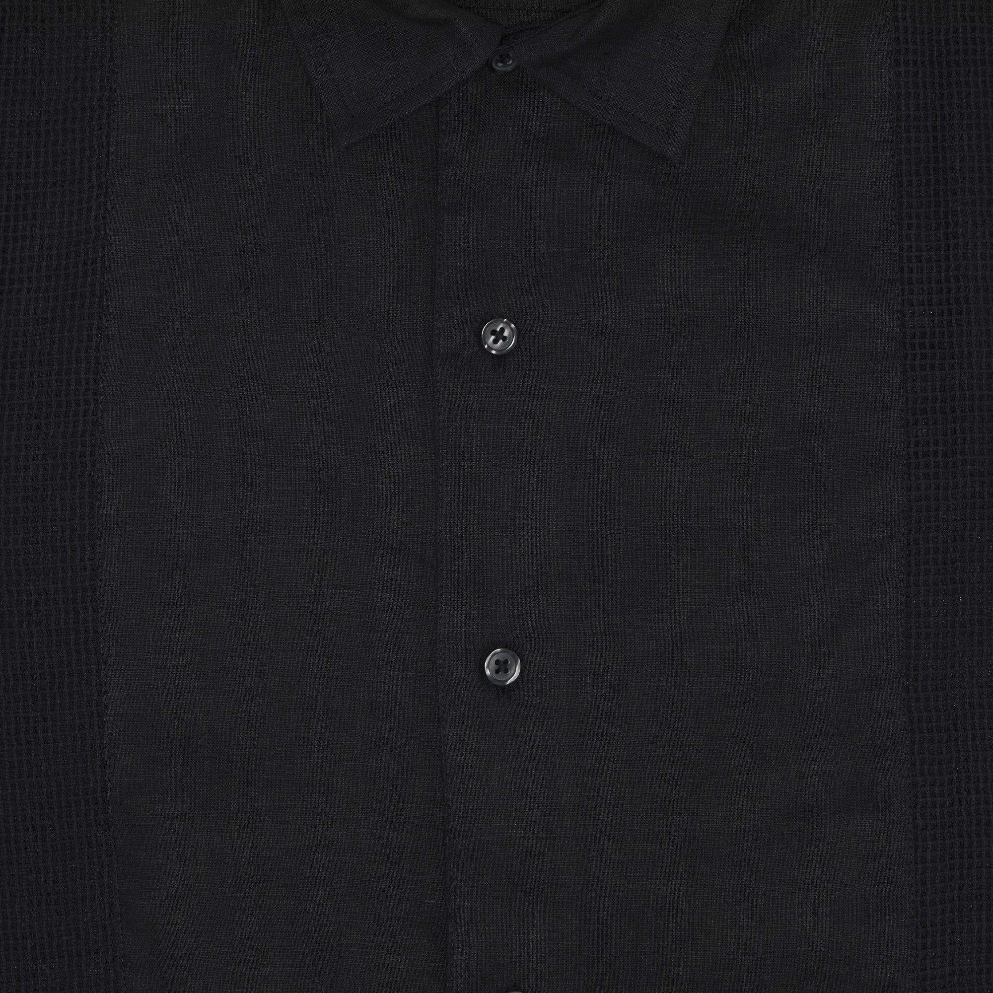Supreme Mesh Panel Linen Short-Sleeve Shirt 'Black' - 3
