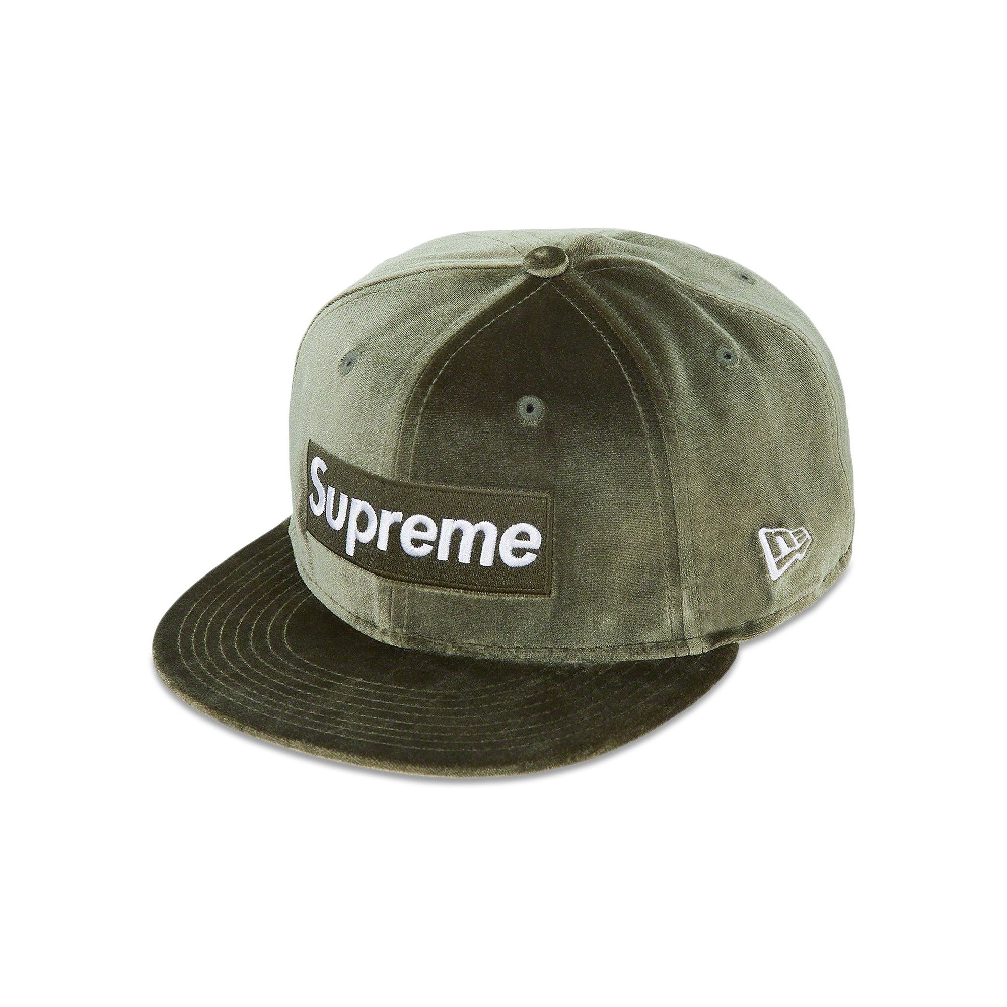 Supreme Velour Box Logo New Era 'Olive' - 1