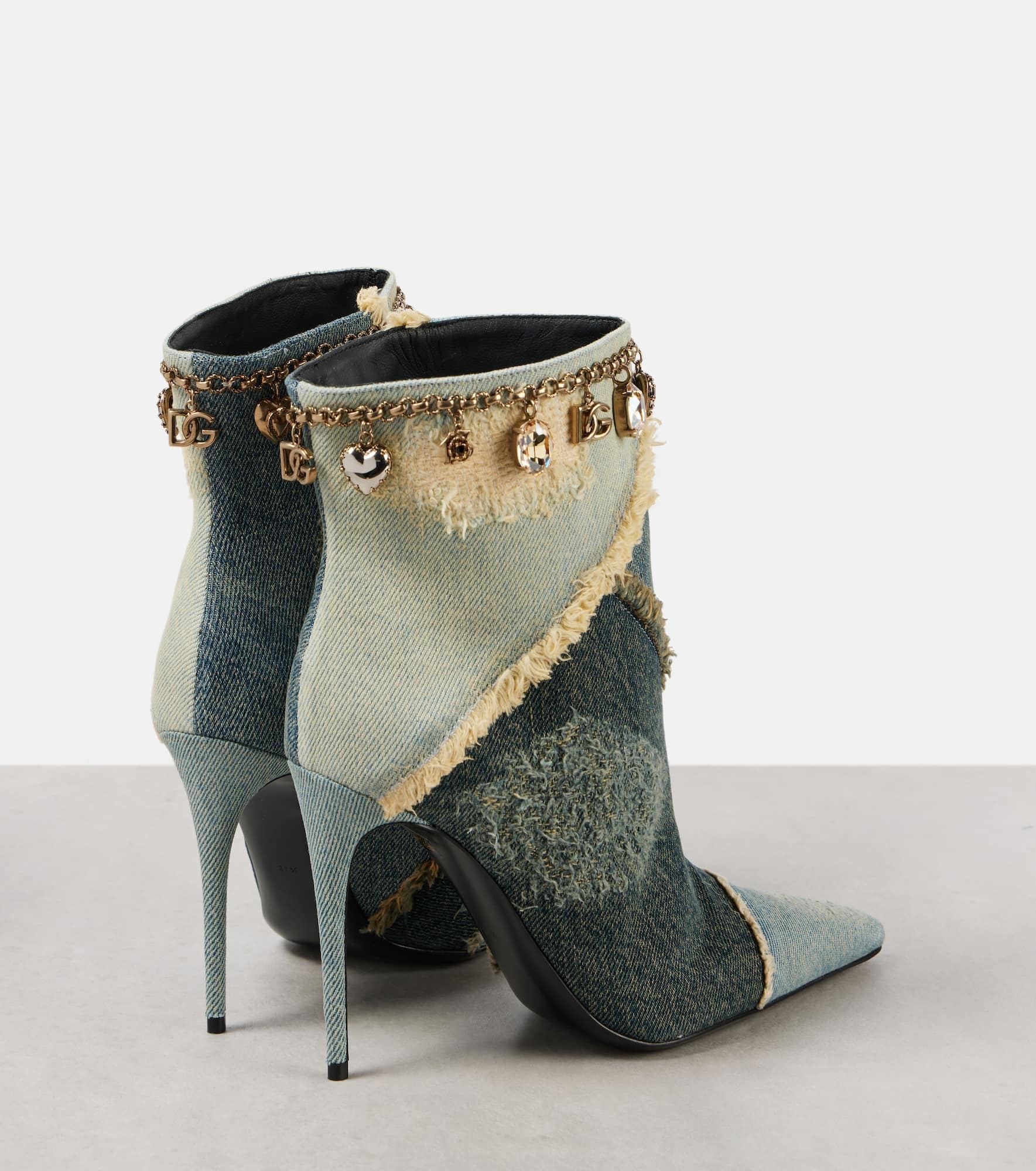Embellished denim ankle boots - 2