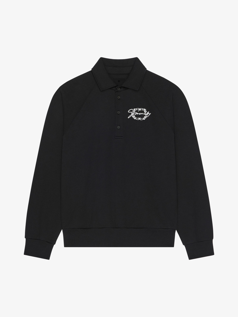 POLO SWEATSHIRT IN FLEECE WITH GIVENCHY MEDALLION 1