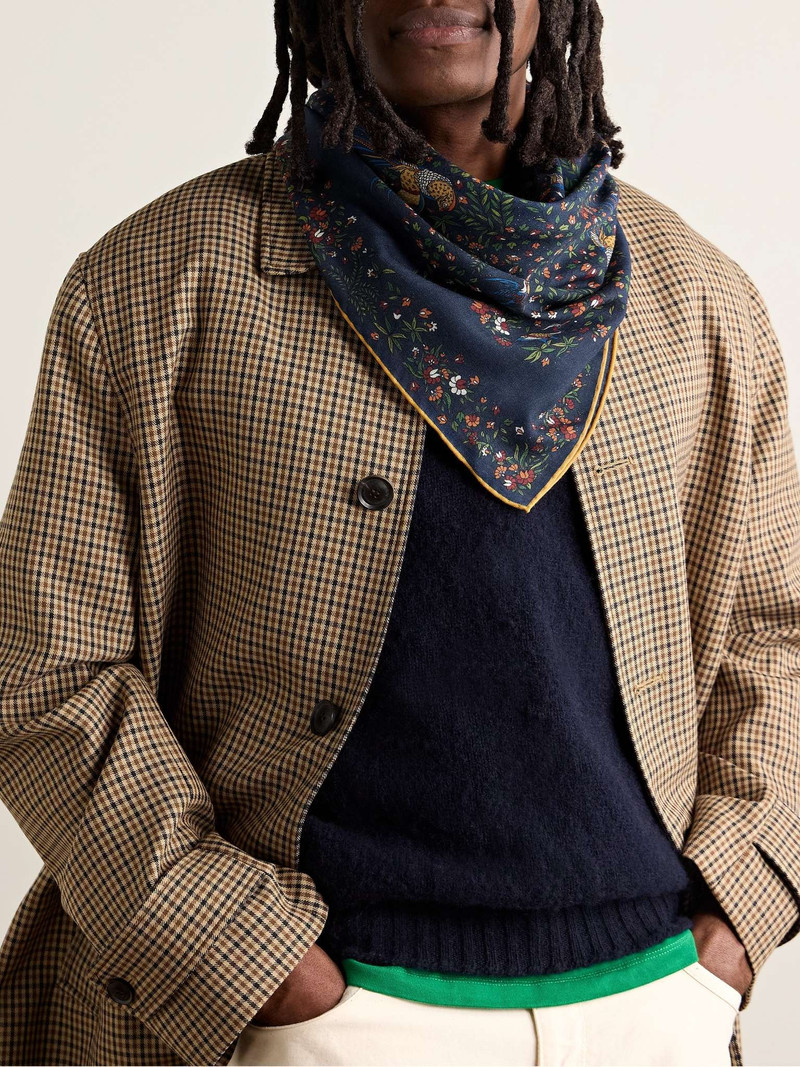 Drake's Birds of Paradise Printed Wool and Silk-Blend Scarf outlook