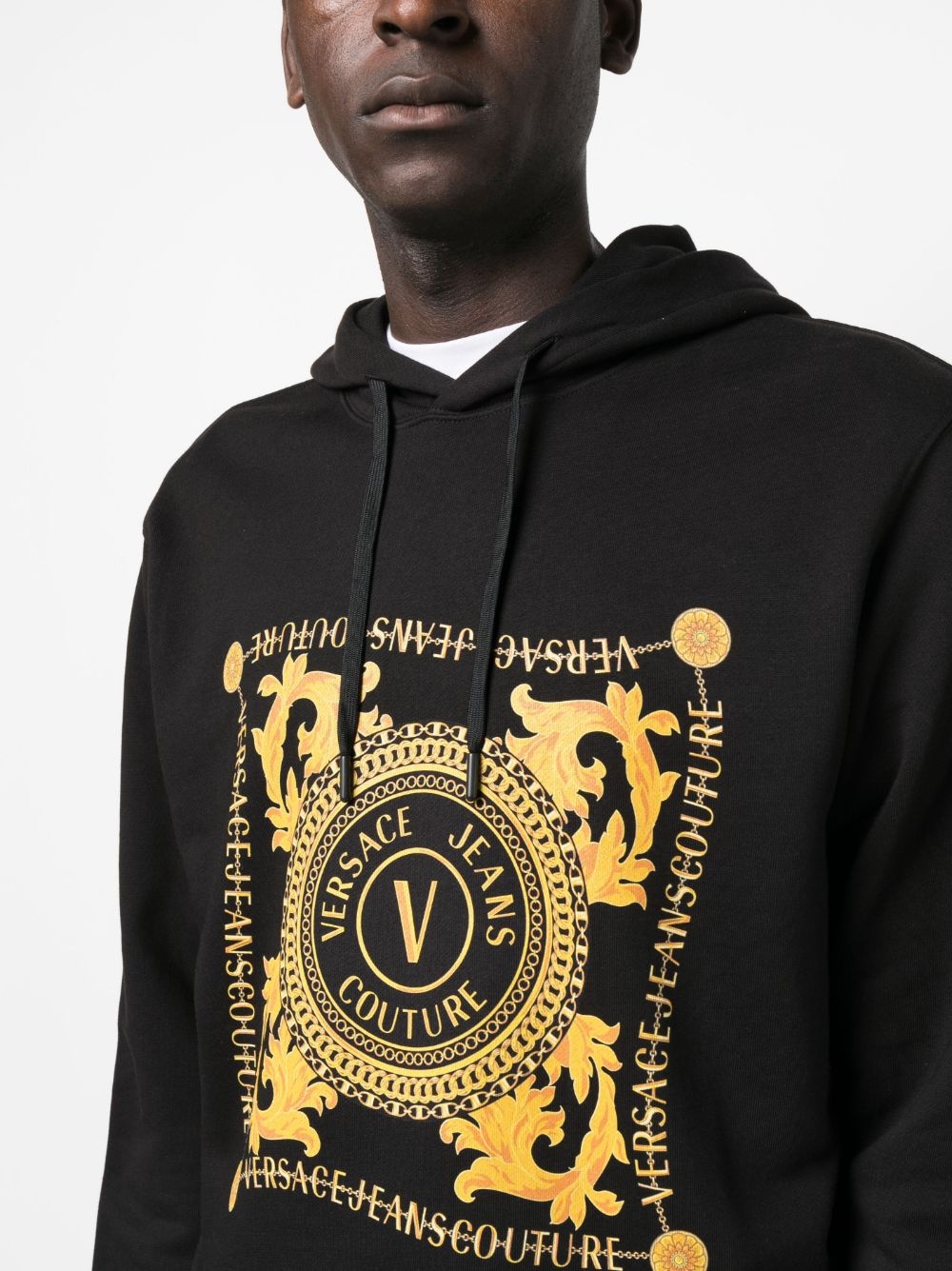 logo-print cotton hoodie - 5
