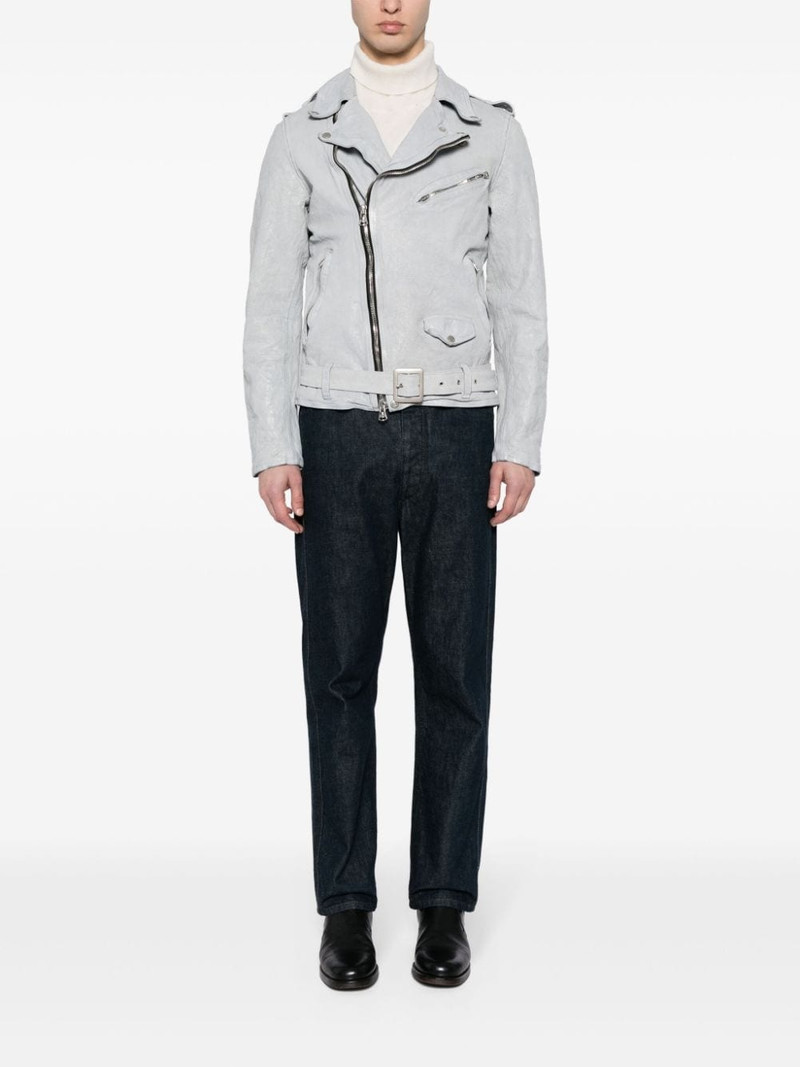 Yohji Yamamoto leather belted biker jacket outlook