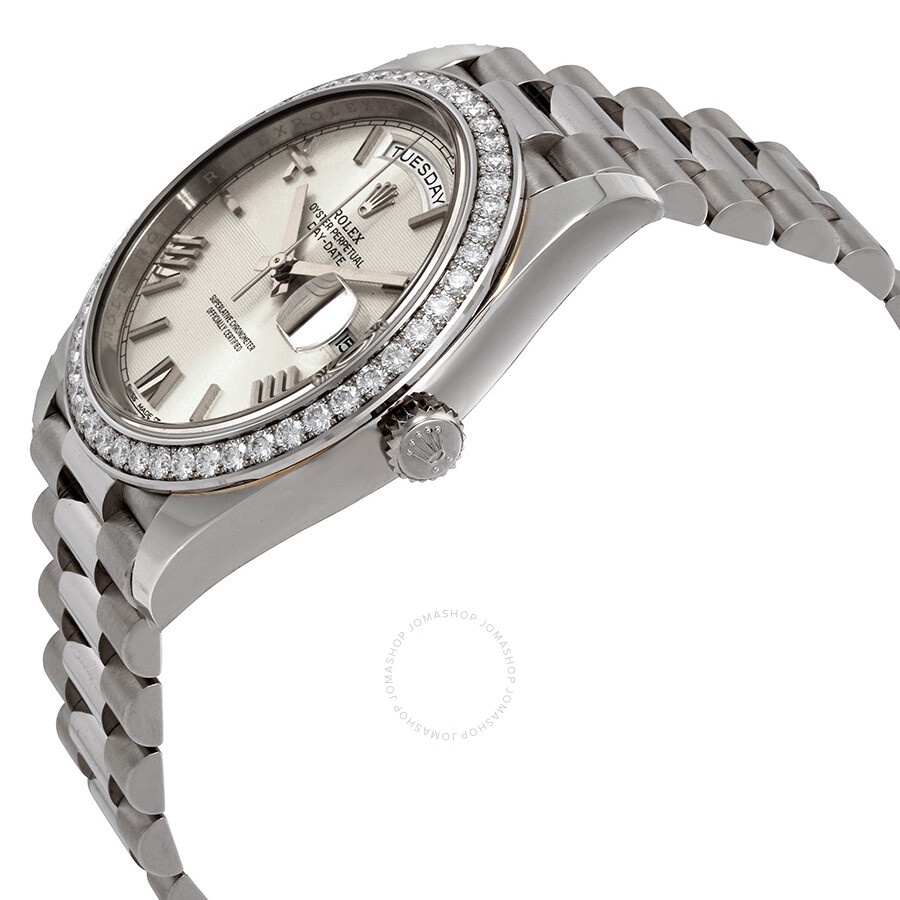 Rolex Day-Date Automatic Silver Dial Men's 18kt White Gold Diamond President Watch 228349SRP - 2