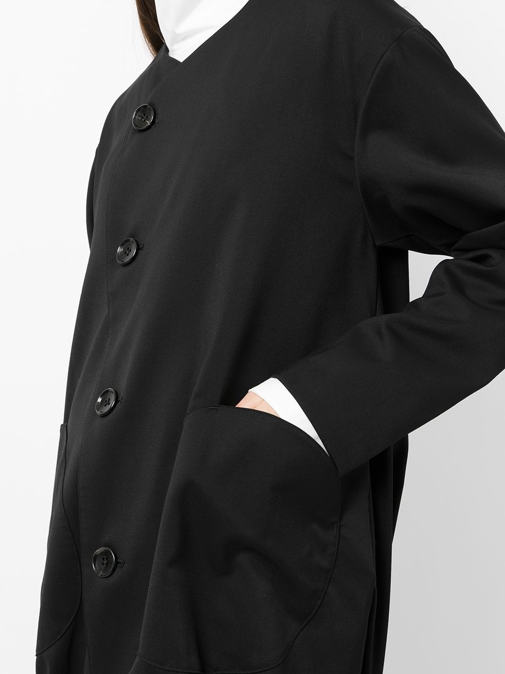 long wool pleat-detail coat - 5