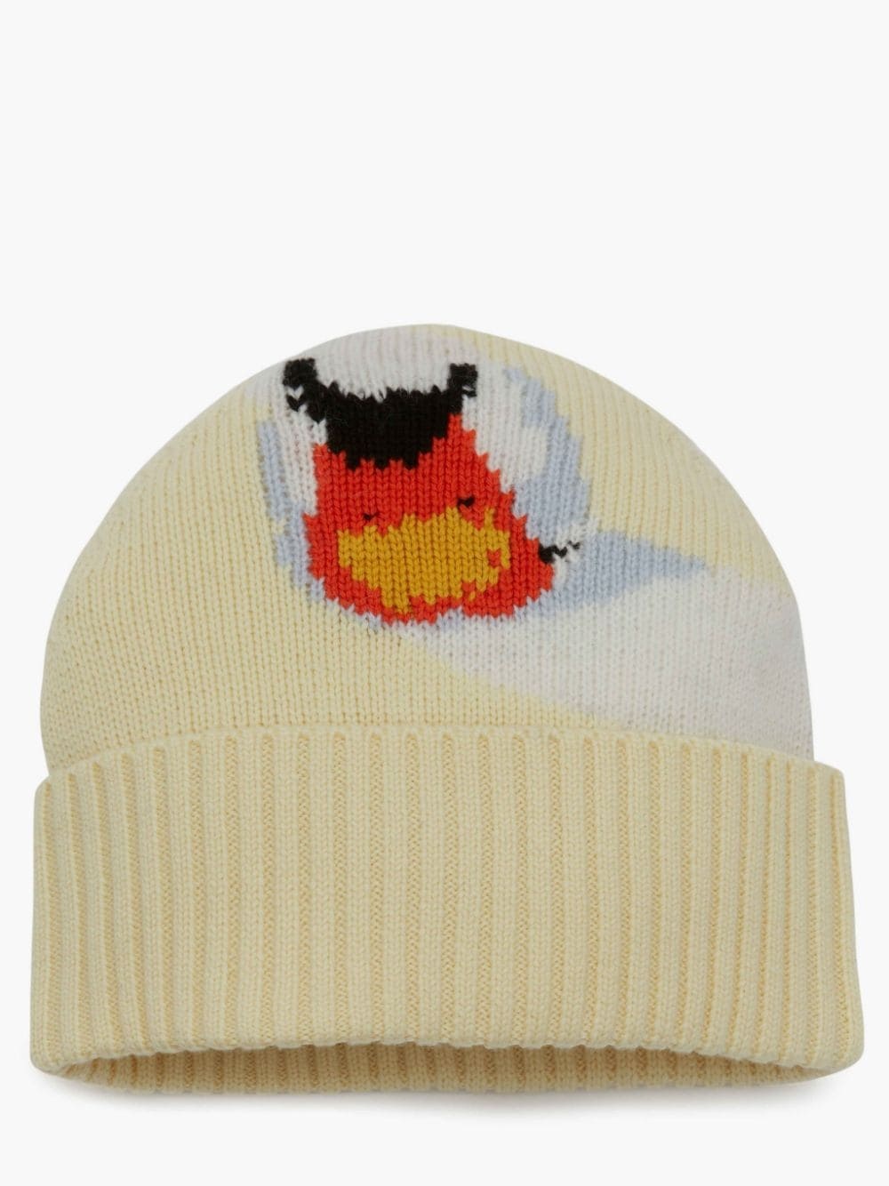 INTARSIA BEANIE HAT WITH SWAN MOTIF - 1