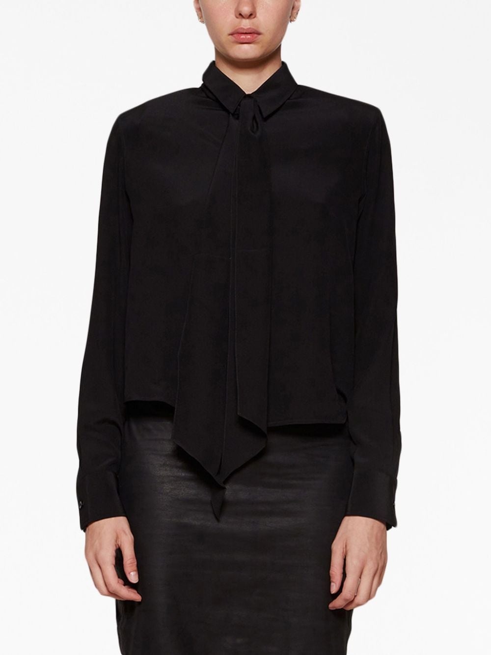 scarf-detail silk blouse - 3