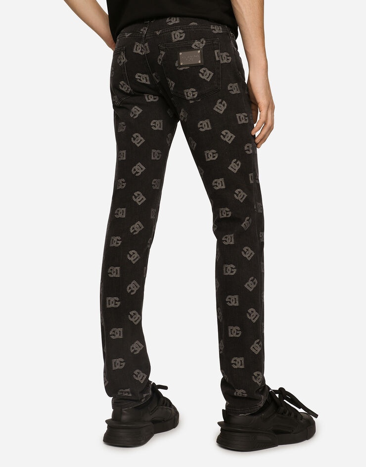 Skinny stretch jacquard jeans with DG Monogram design - 4