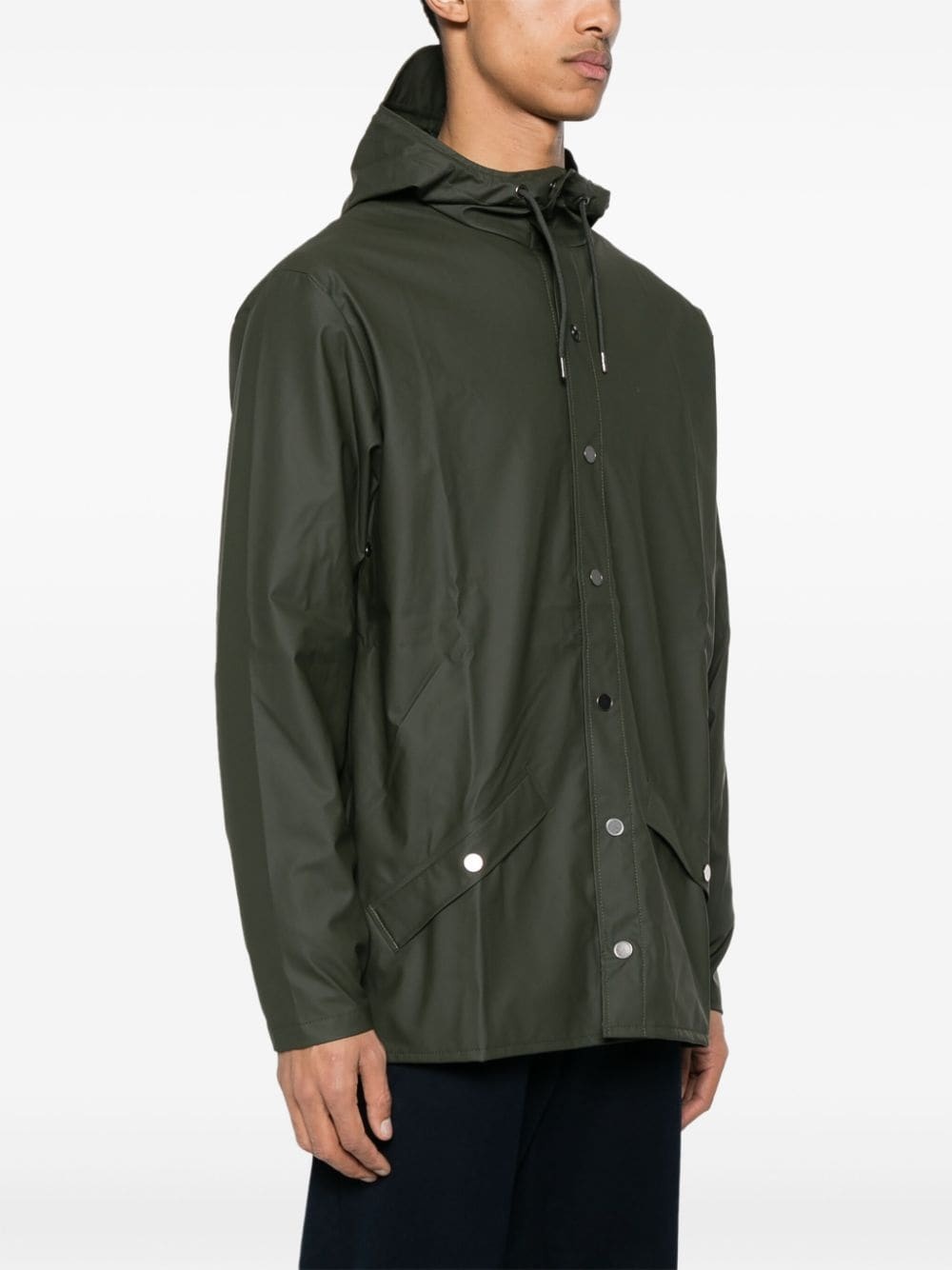 drawstring-hood buttoned rain jacket - 4