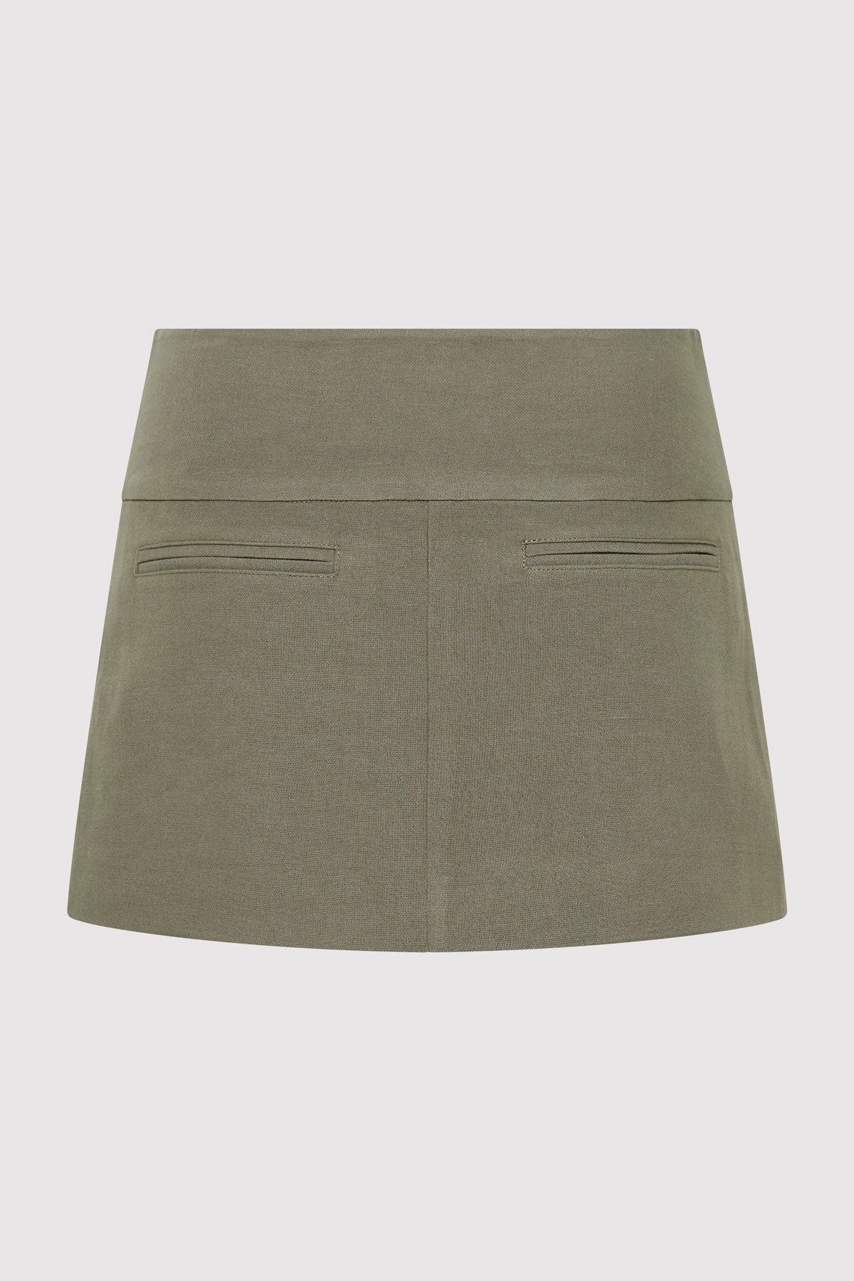 Wide Waistband Mini Skirt - Smokey Olive - 6