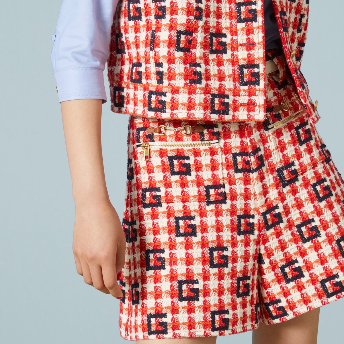Cotton tweed Square G shorts - 3
