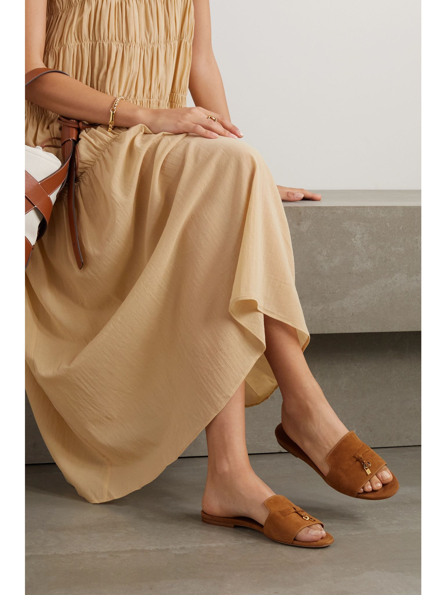 Summer Charms suede slides Tan - 2