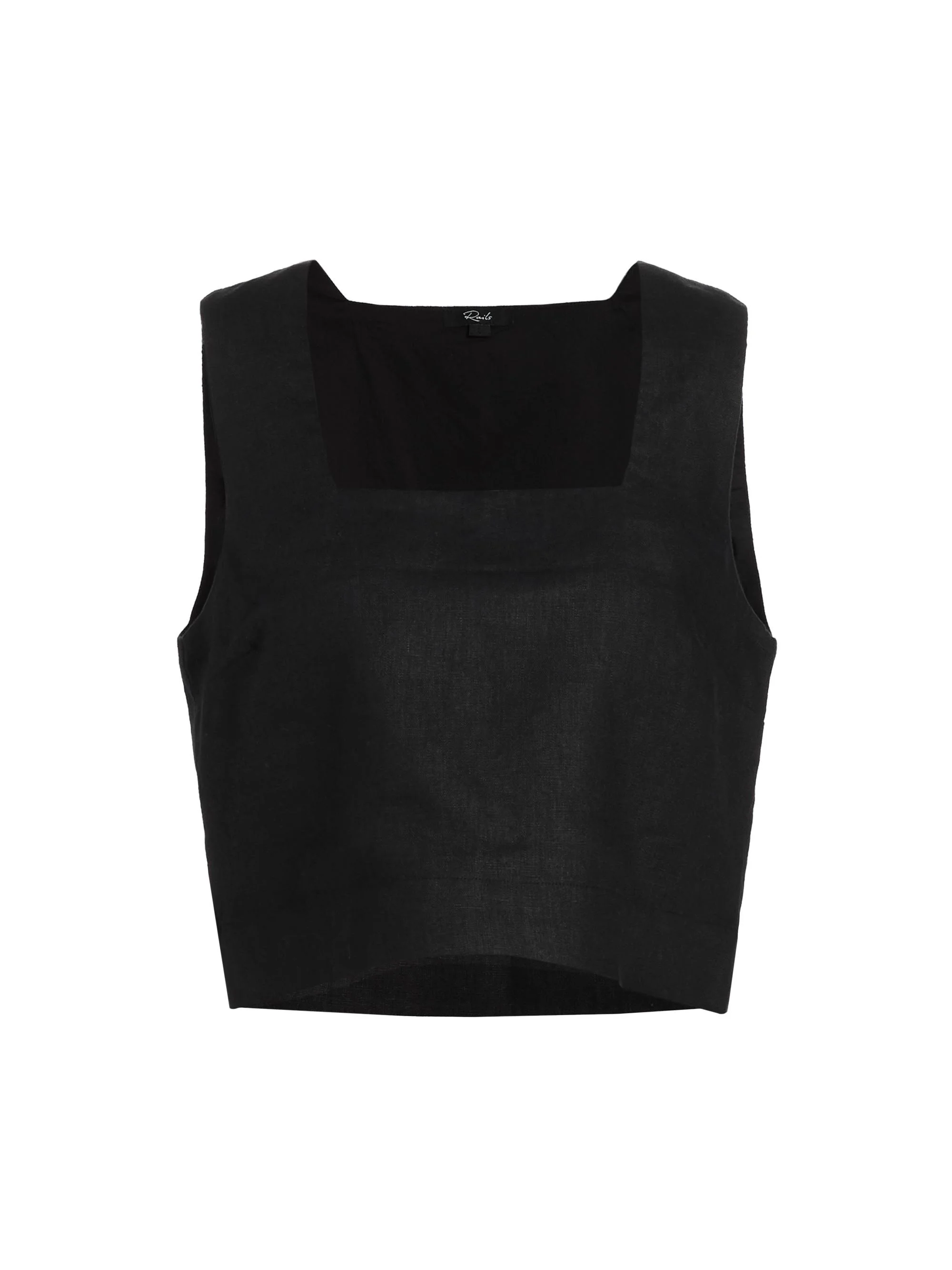 Women's Akira Linen Crop Top - Black - 1