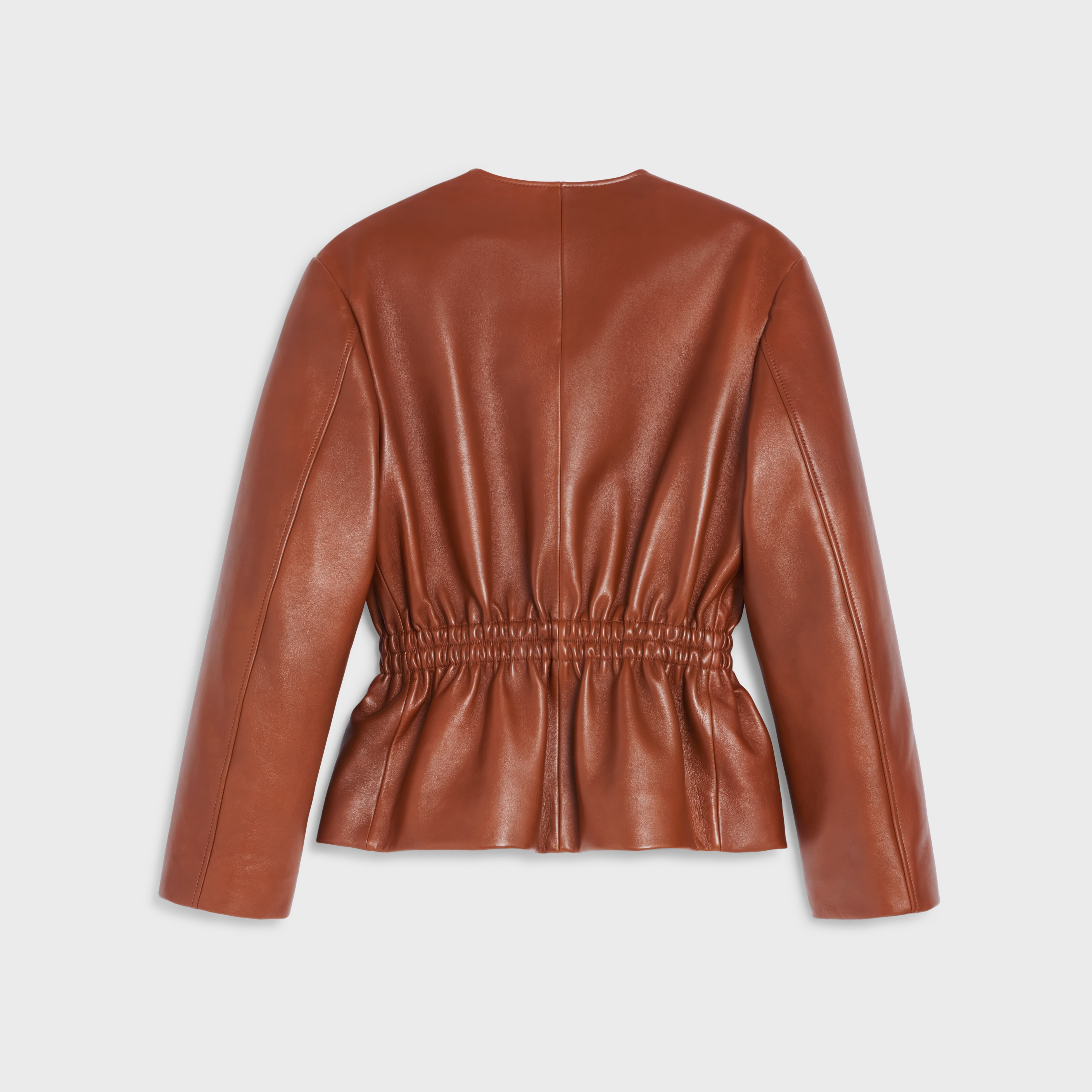 Smocked belted jacket in soft Lambskin - 2