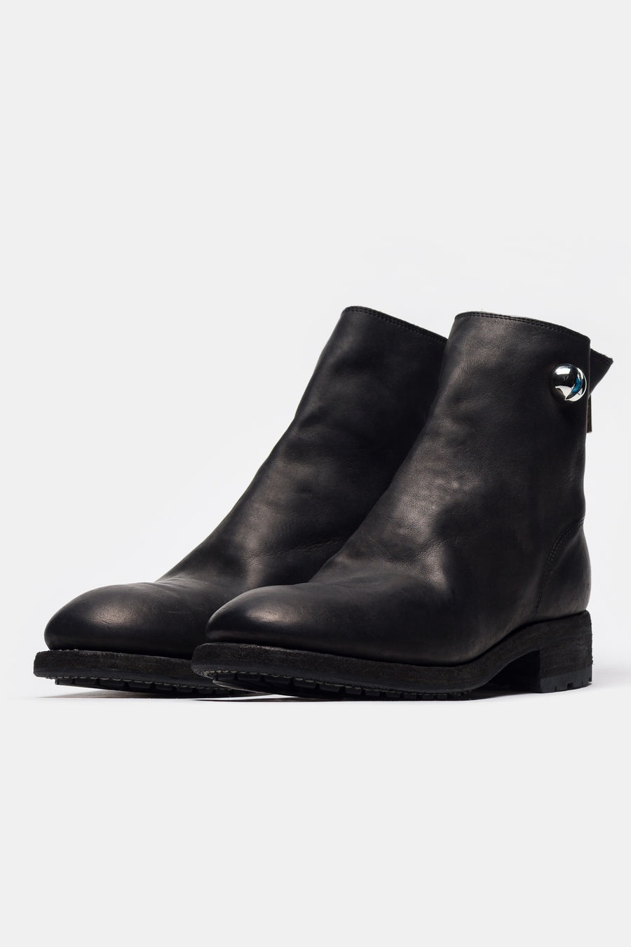Undercover 996V_EYE Calf Leather Back Zip Boot in Black - 2