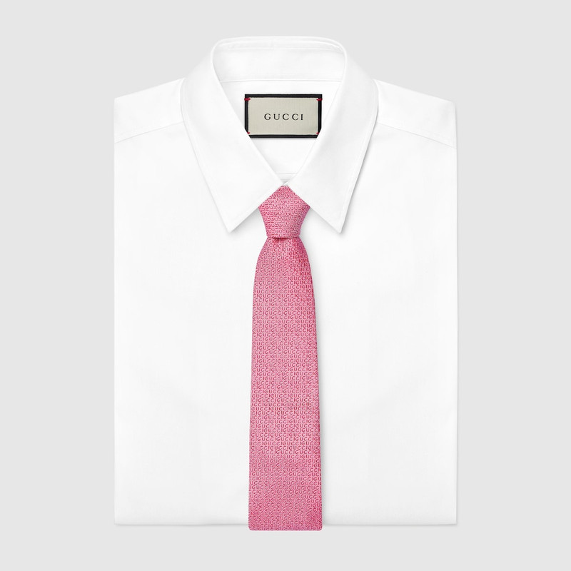 GUCCI Silk jacquard tie with Gucci crest outlook