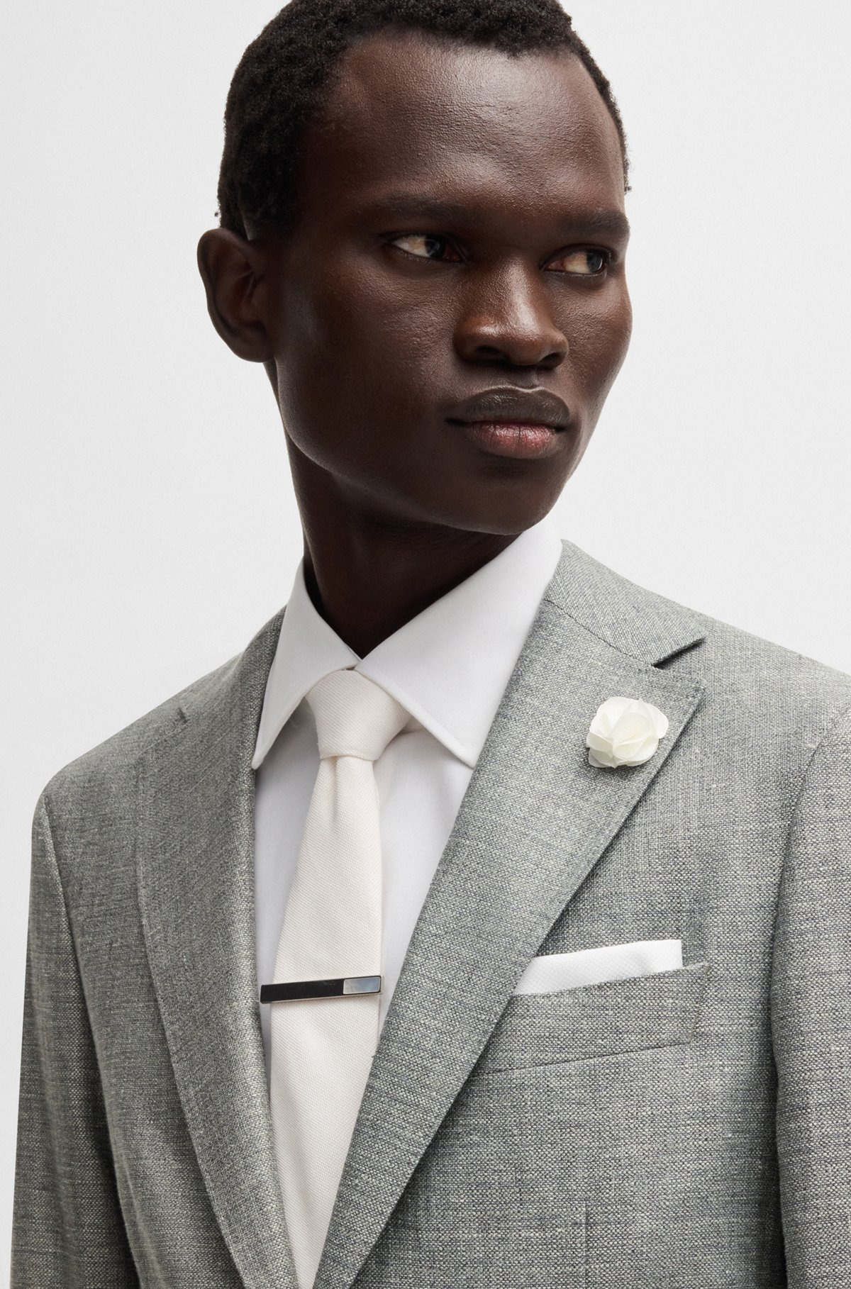 SLIM-FIT BLAZER IN MICRO-PATTERNED FABRIC - 5