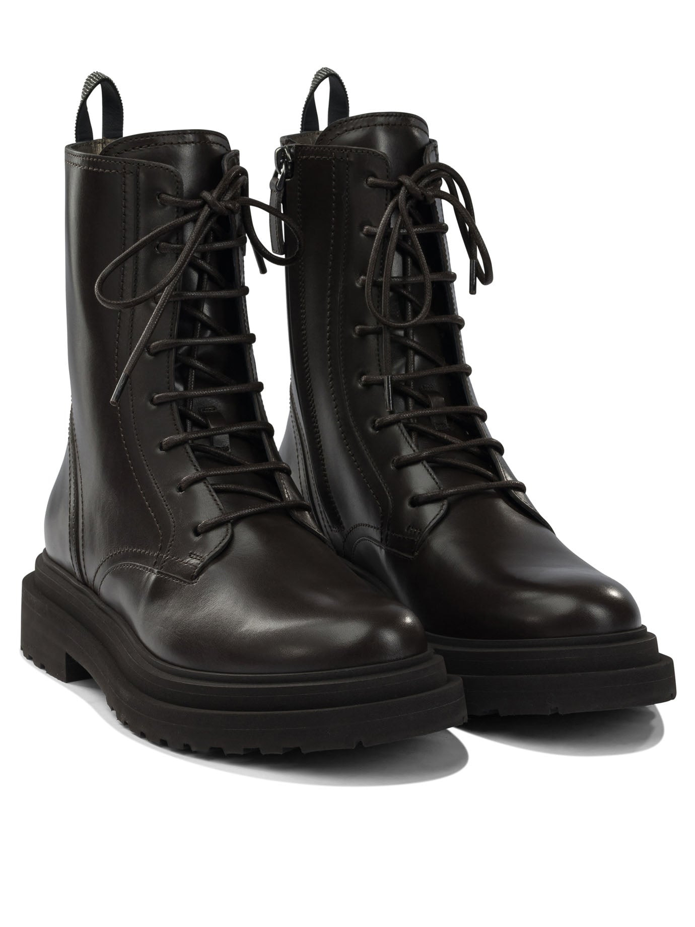 Brunello Cucinelli "shiny Loop Detail" Lace-up Ankle Boots - 2