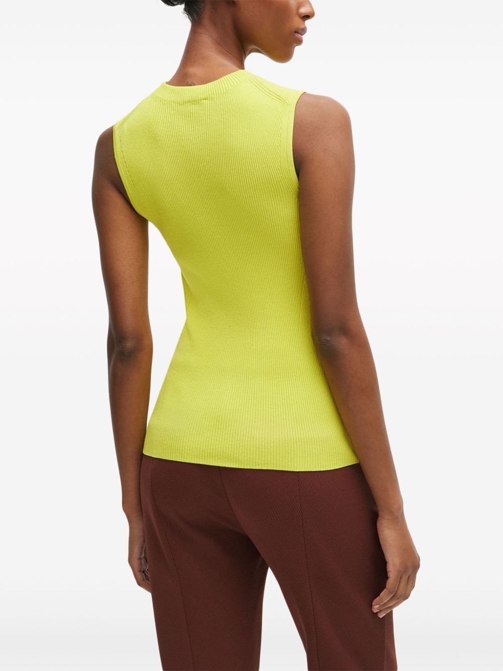 sleeveless fine-ribbed top - 4