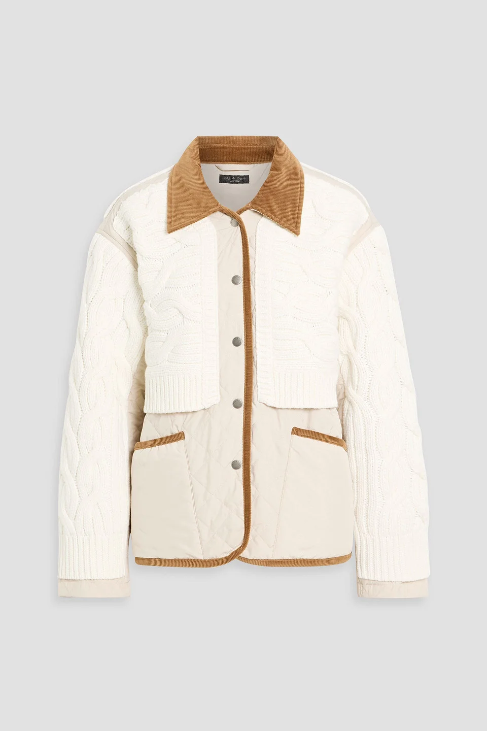 Ivy cable knit-paneled quilted shell jacket - 1