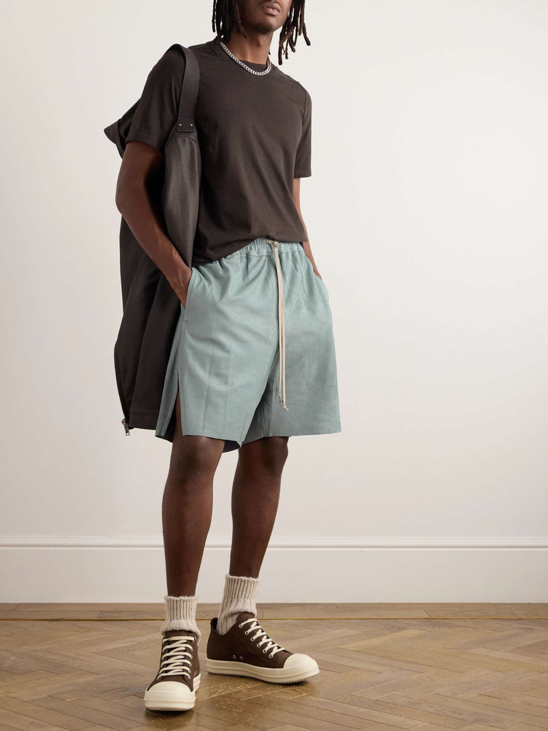 Rick Owens Straight-Leg Blistered-Suede Drawstring Shorts outlook