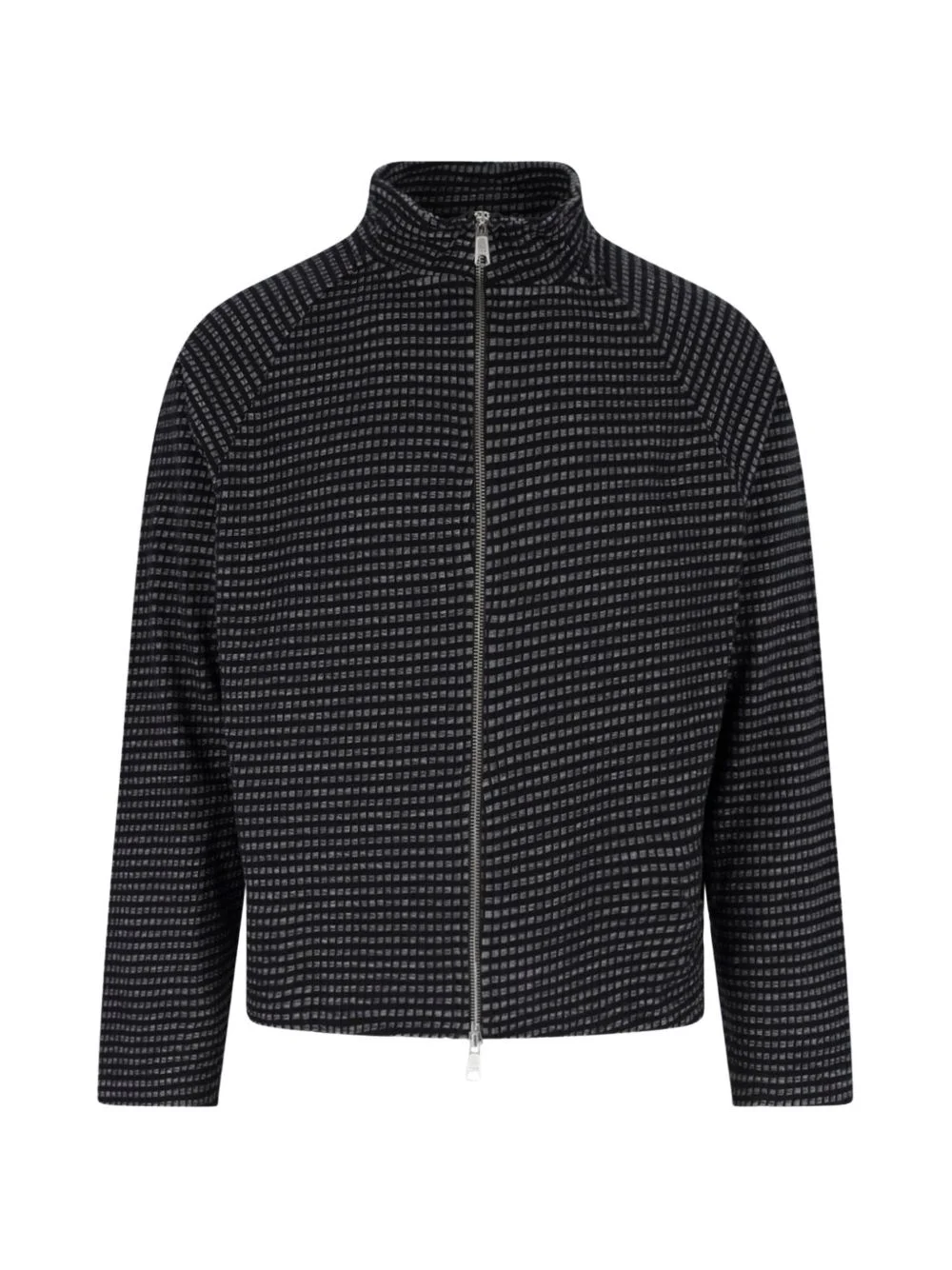 zip-up checked cardigan - 1