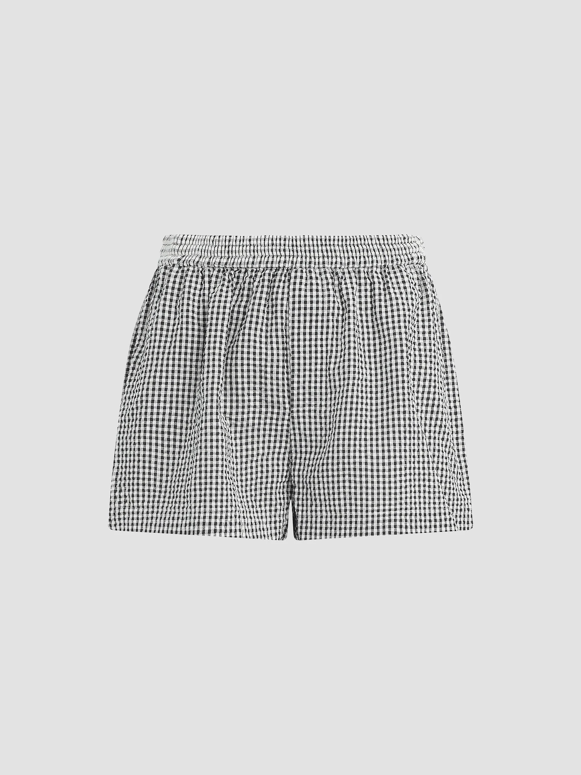 Women's The Checked Boxer Shorts - Black White Gingham - 1