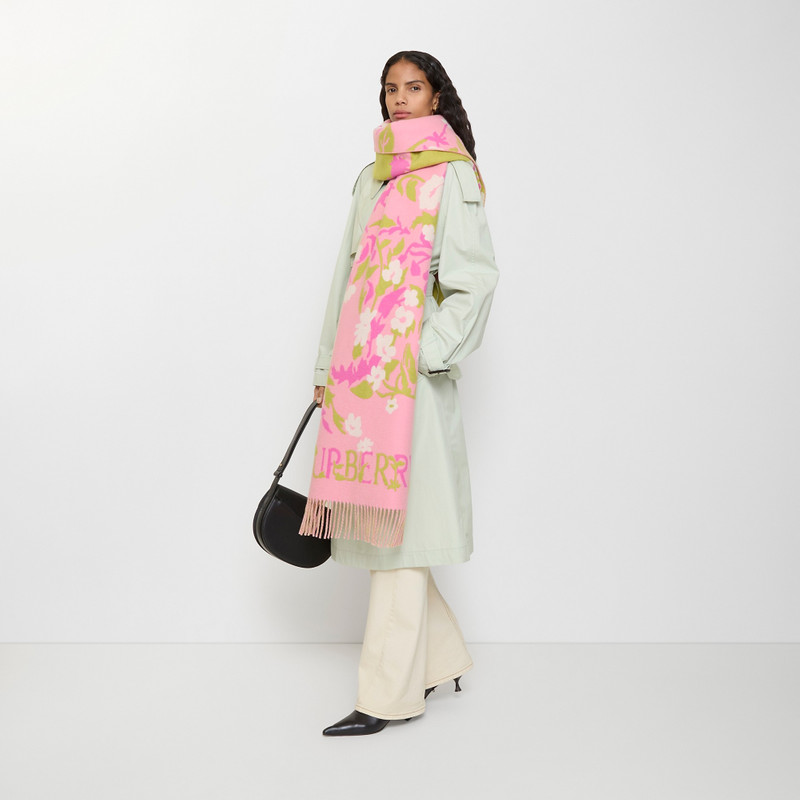 Burberry Wide Floral EKD Cashmere Scarf outlook
