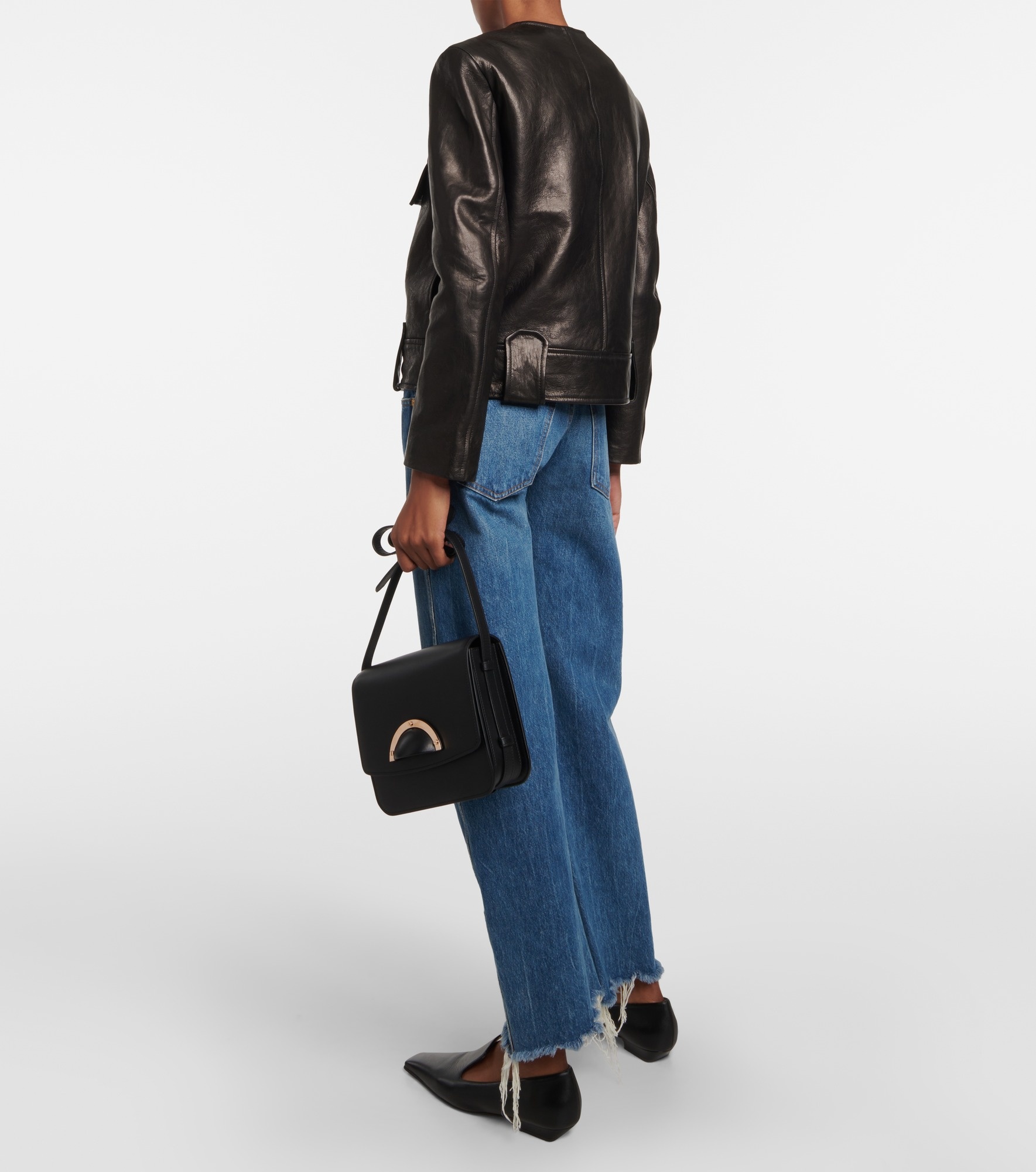 Laybin cropped leather jacket - 3