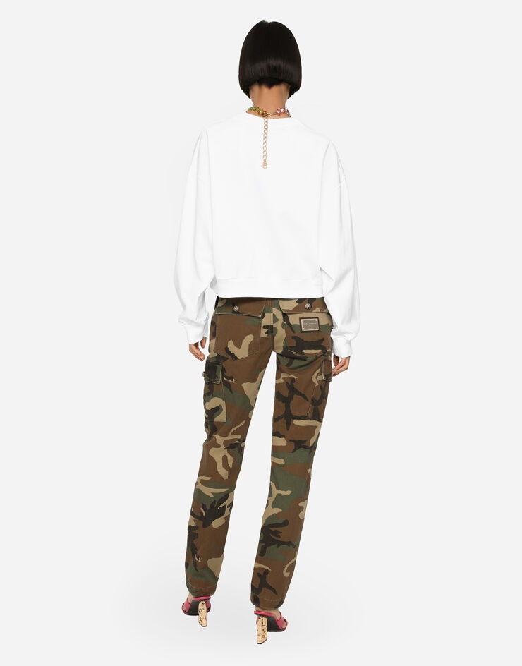Cotton cargo pants with camouflage print - 3