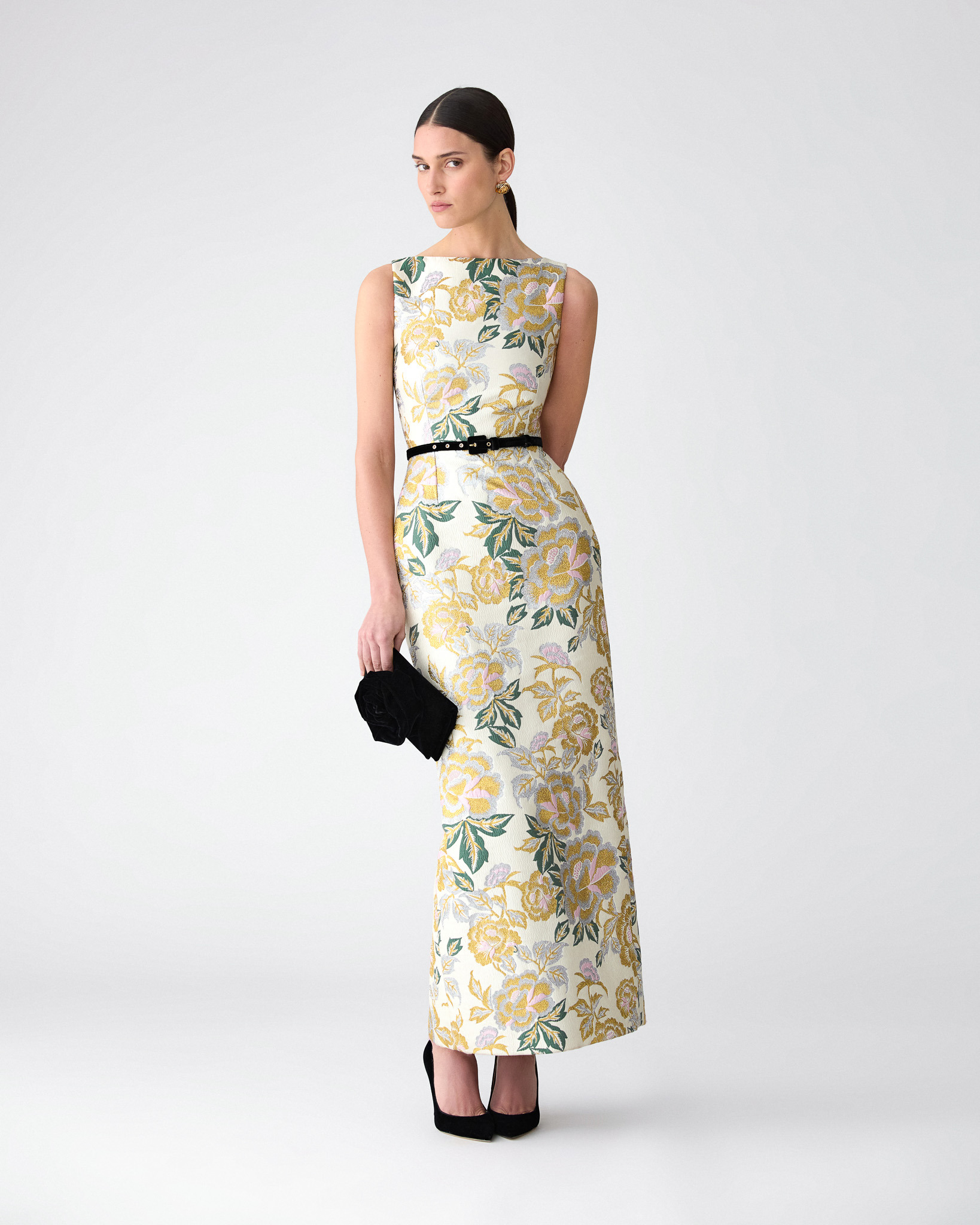 Floral Jacquard Column Gown - 2