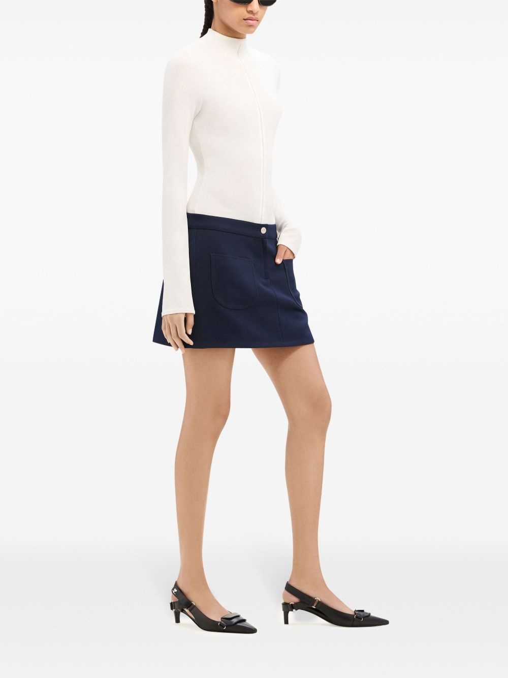 logo-appliqué twill mini skirt - 3