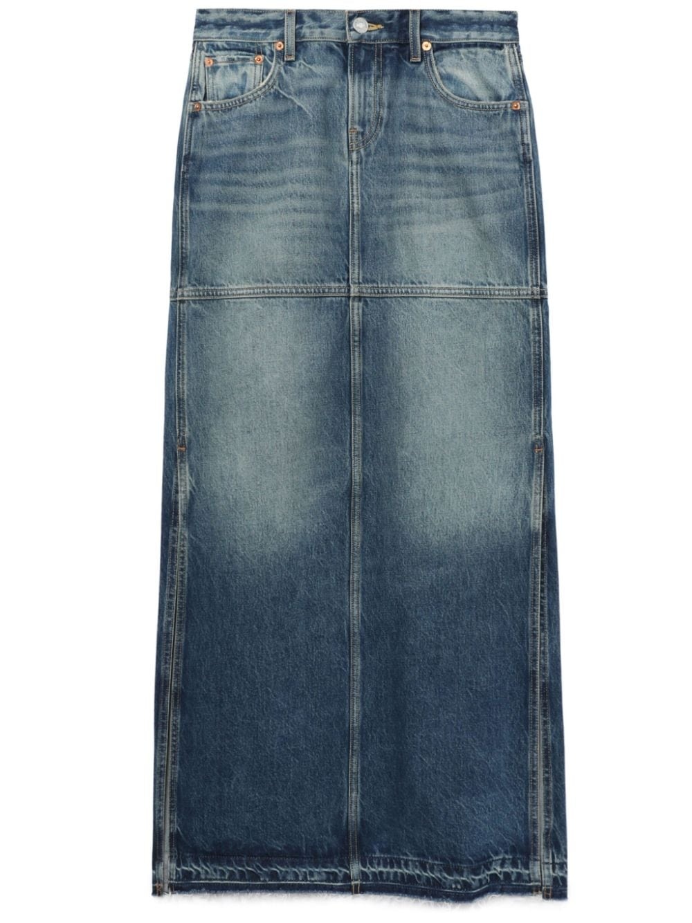 mid-rise maxi denim skirt - 1