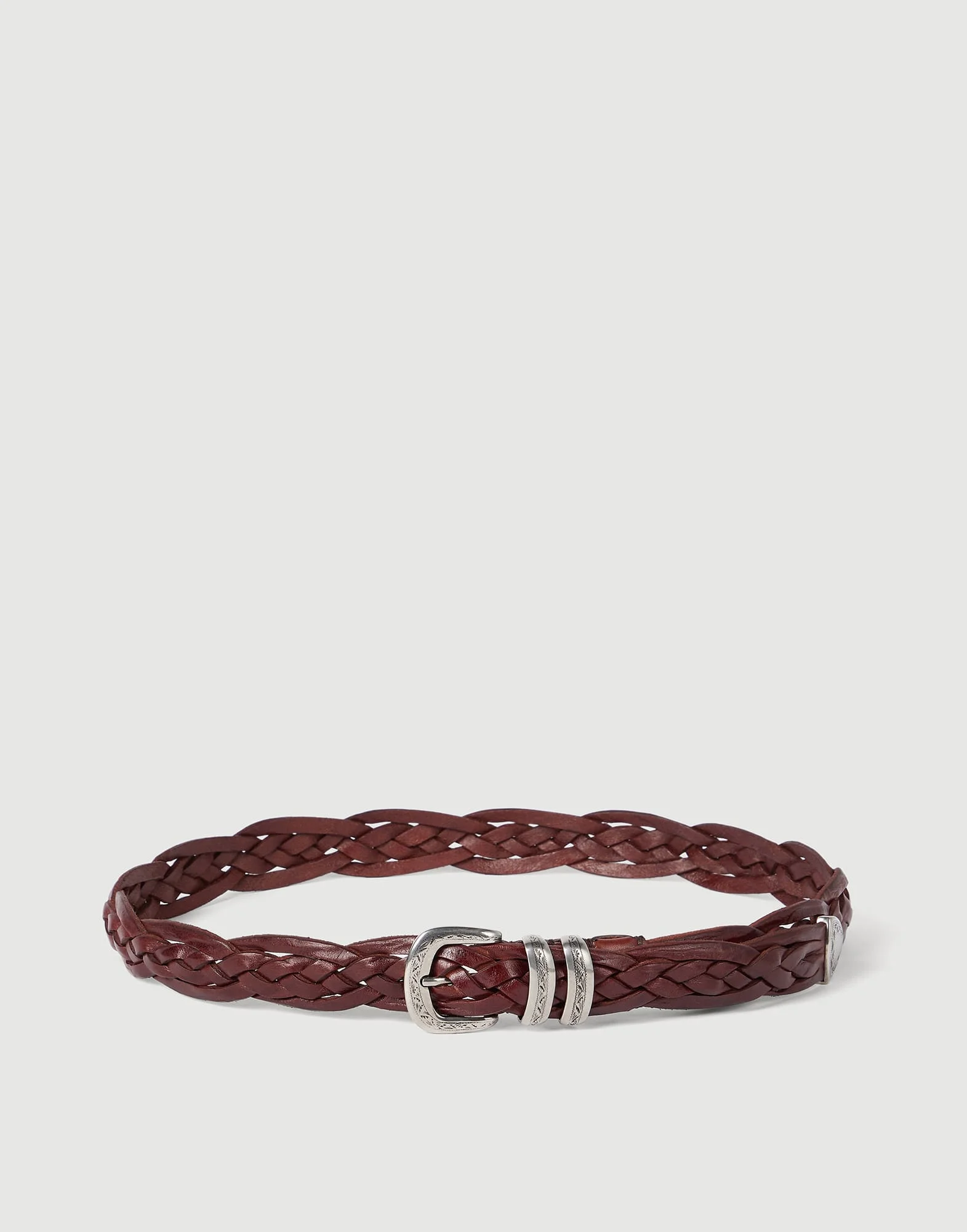 Braided calfskin belt with detailed buckle and tip - 1