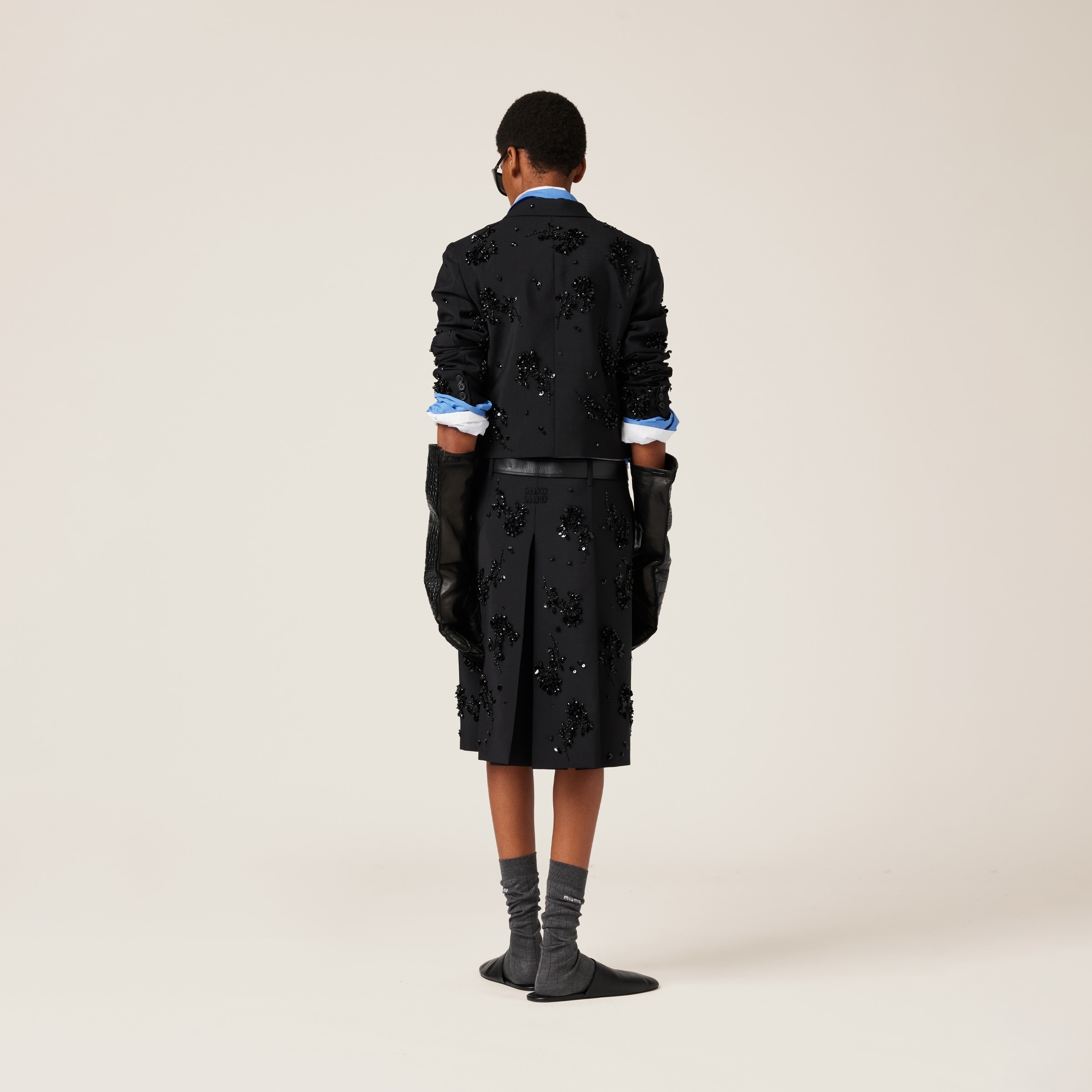 Embroidered single-breasted kid mohair jacket - 3