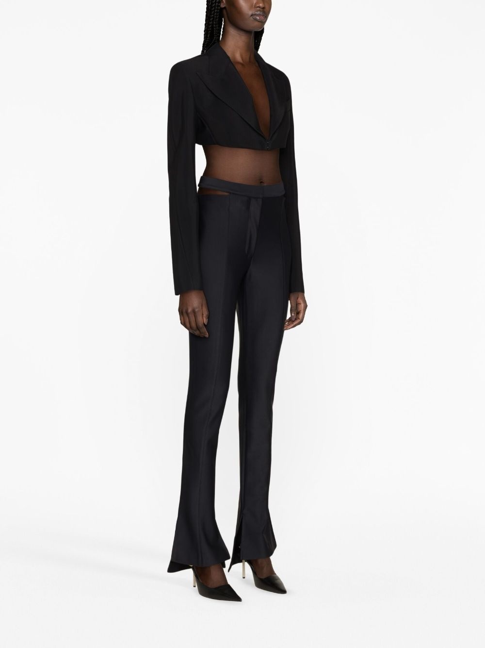 cropped twill blazer - 3