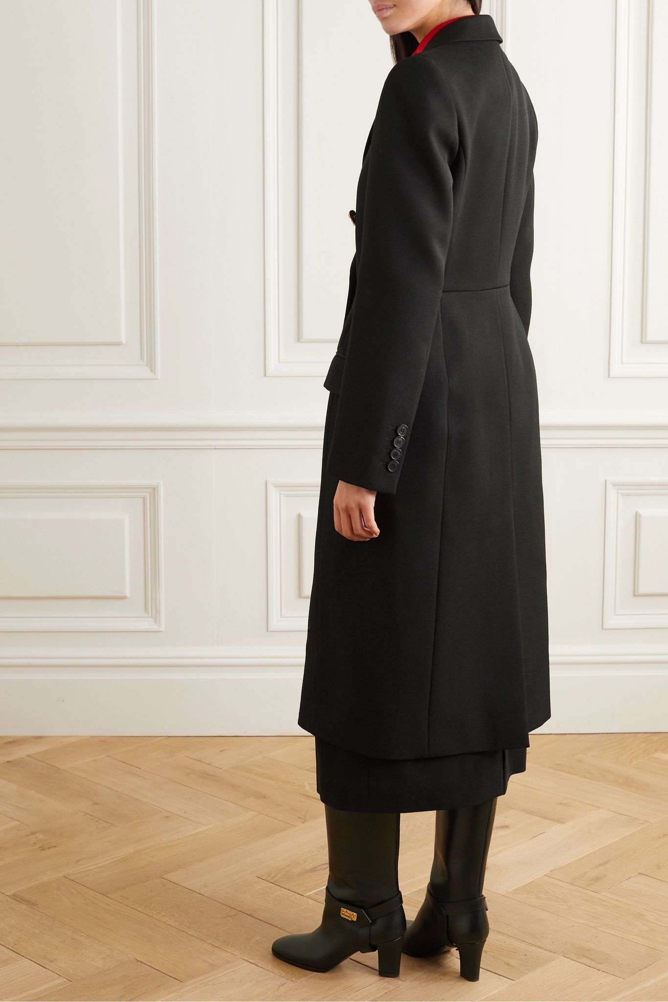 Double-breasted wool-twill coat - 4