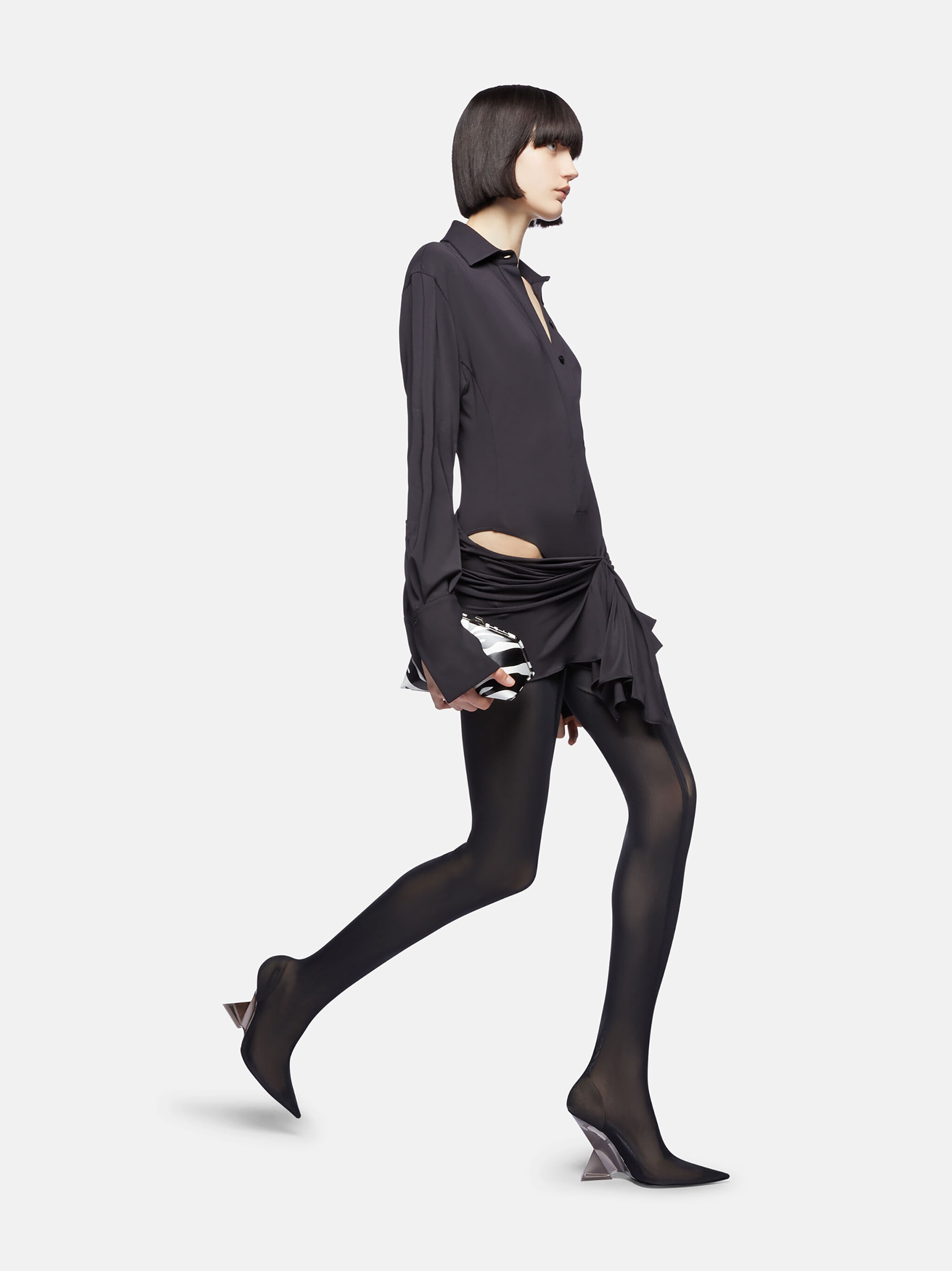 ワンピース THE ATTICO Black mini dress The Attico zip-up Virgin Wool Minidress | Black | FARFETCH