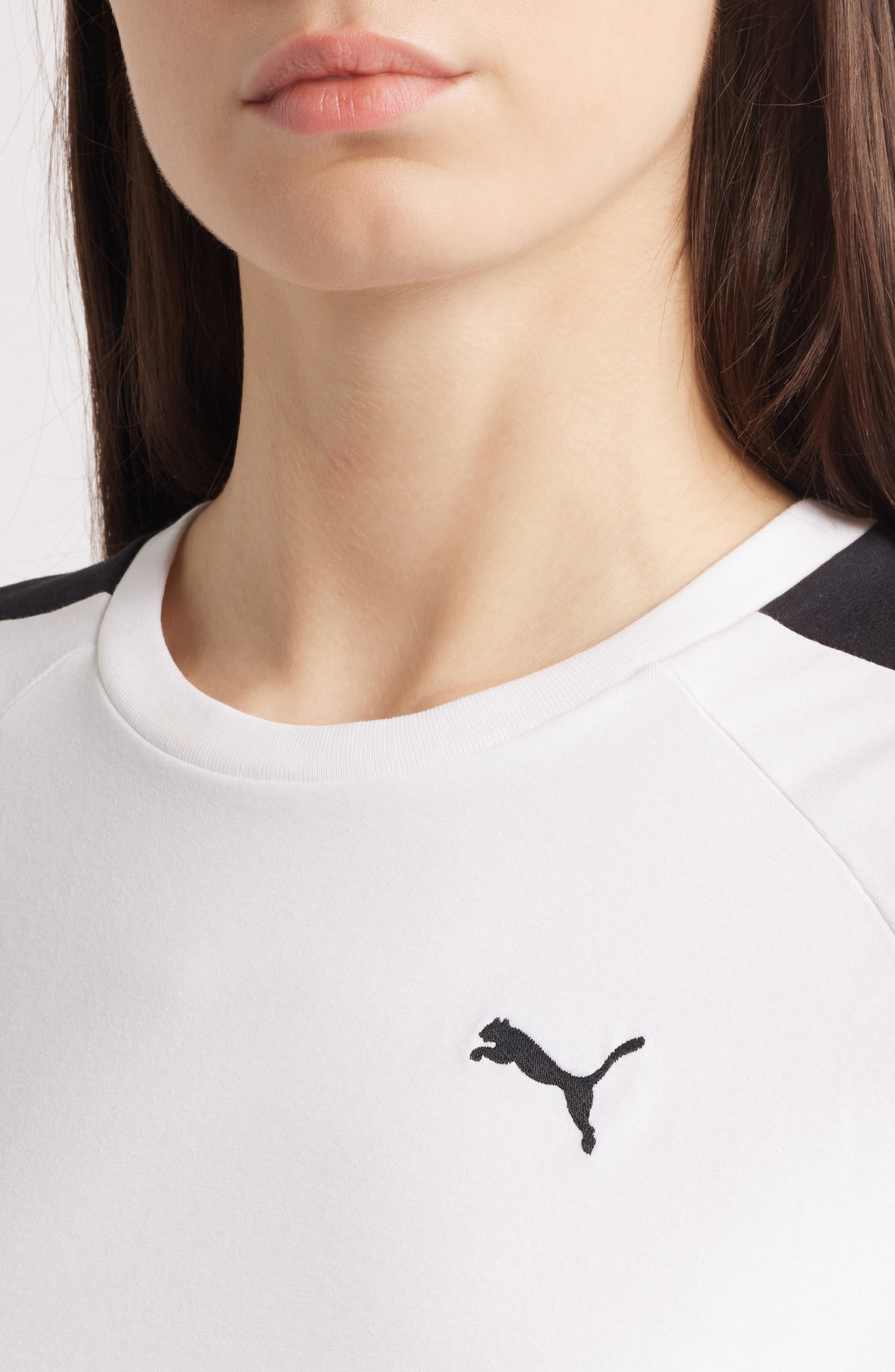 PUMA T7 Crop Stretch Cotton Baby Tee in Puma White at Nordstrom - 4